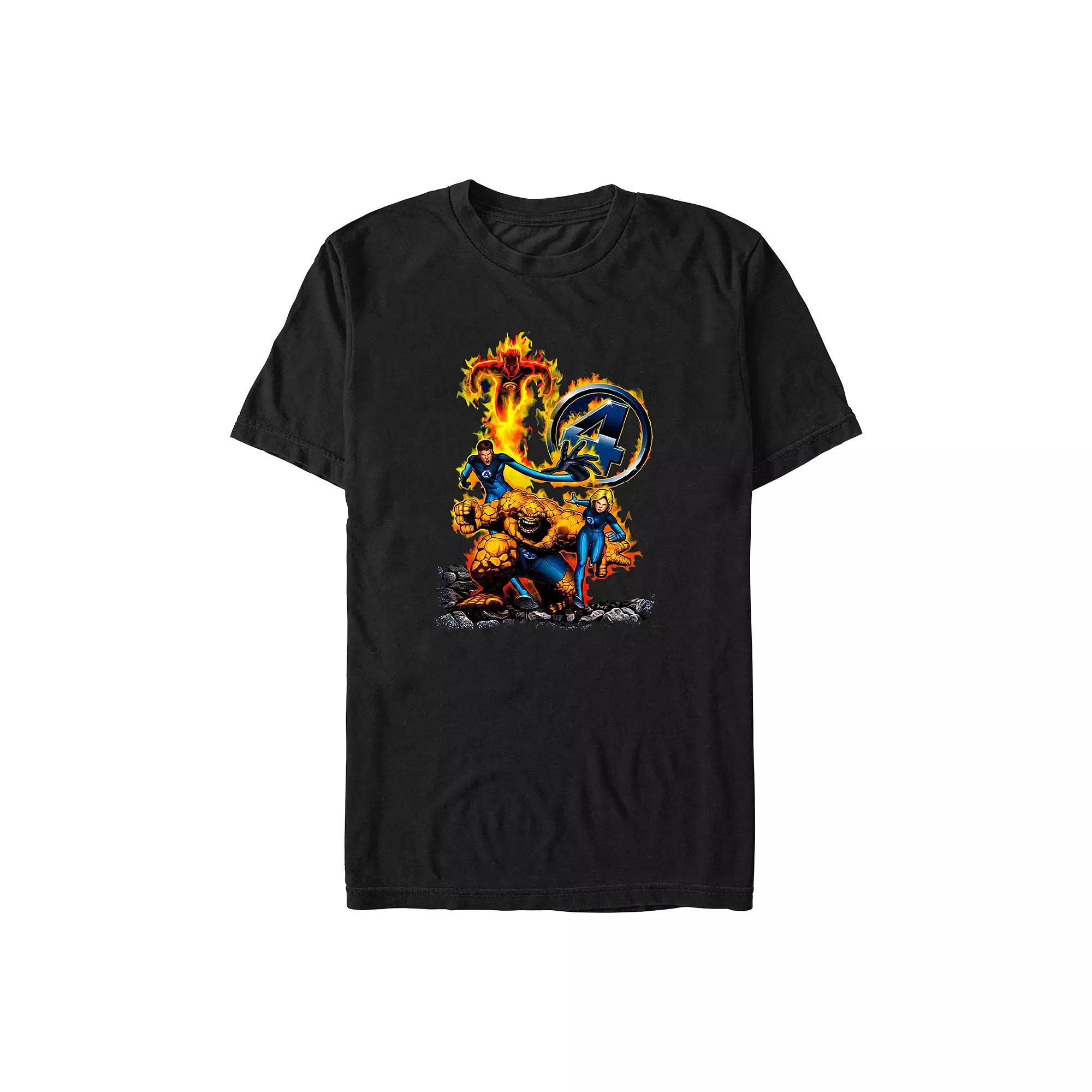 Big & Tall Marvel Fantastic Four On Fire Graphic Tee, Men's, Size: Large Tall, Black Product Image