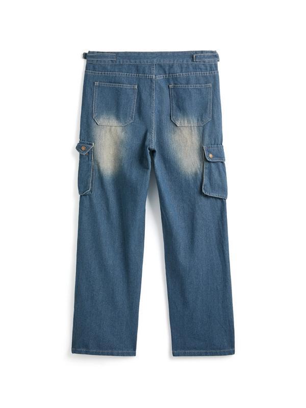 Men's Zip Up Flap Pocket Cargo Jeans Product Image