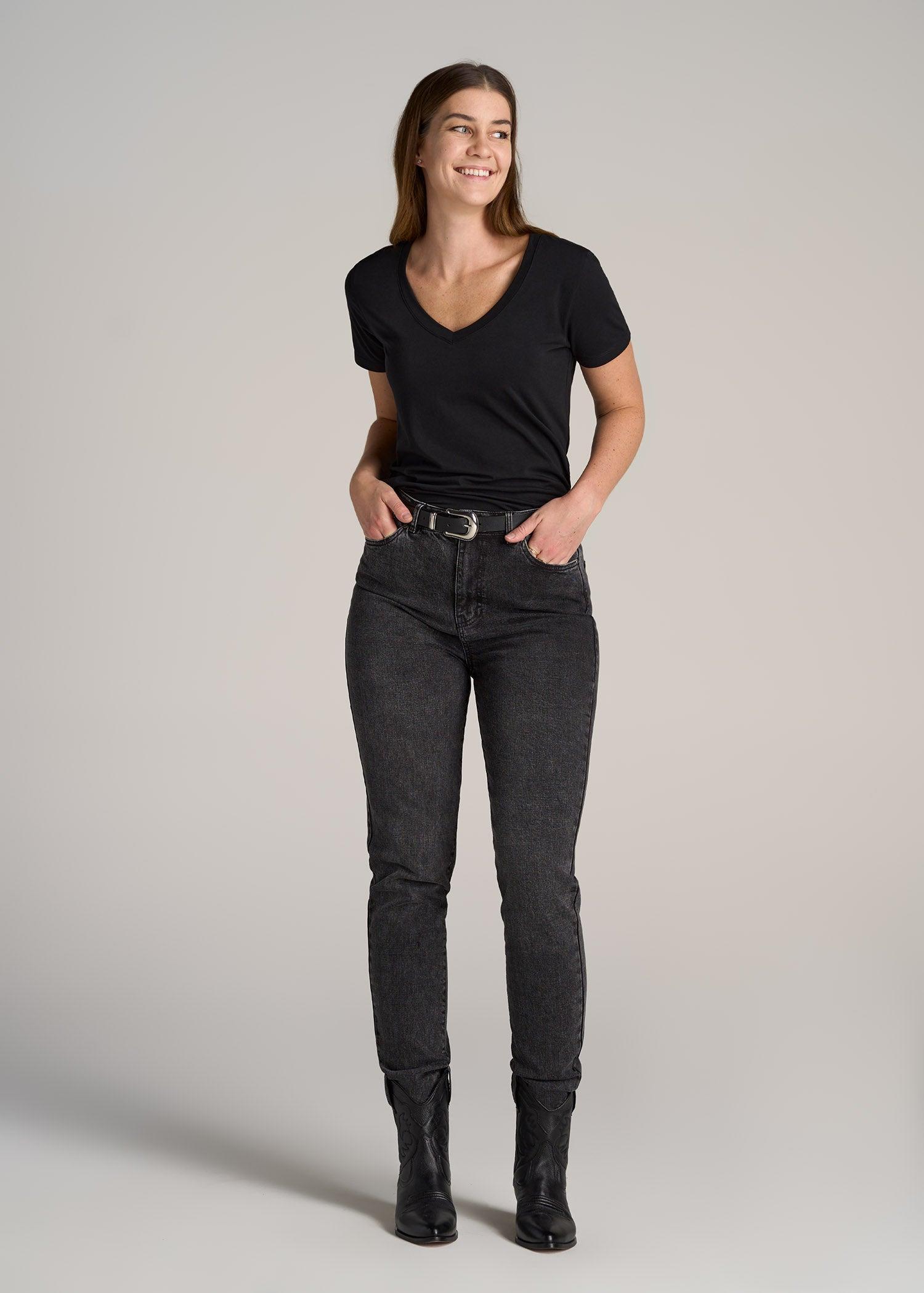 Women's Tall Scoop V-Neck Tee in Black Product Image