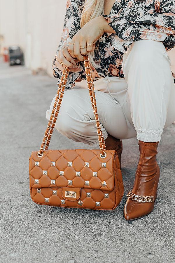 Shopping In Boston Studded Faux Leather Tote In Camel Product Image