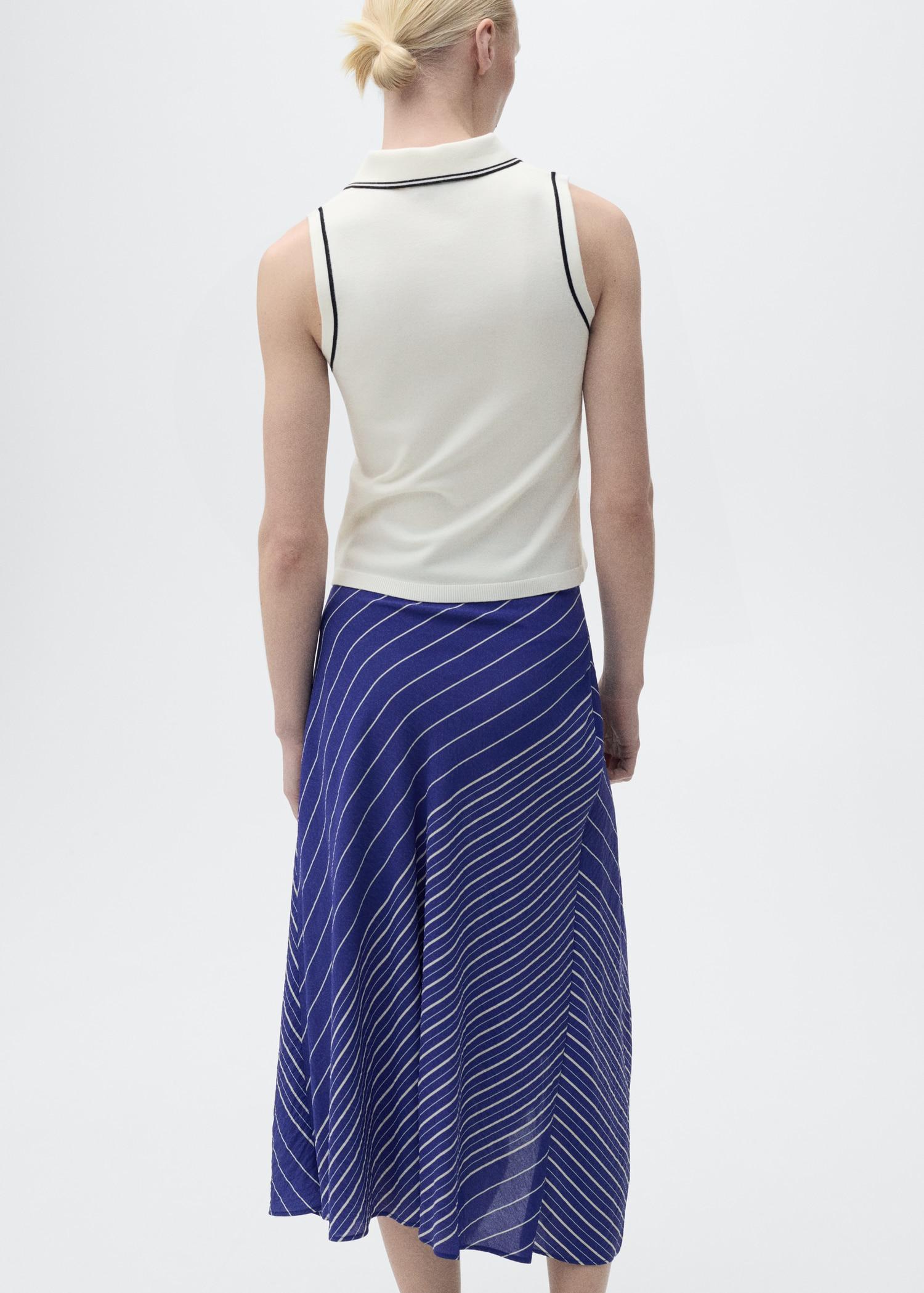 Polo-neck knitted top with contrasting trims - Women | MANGO USA Product Image