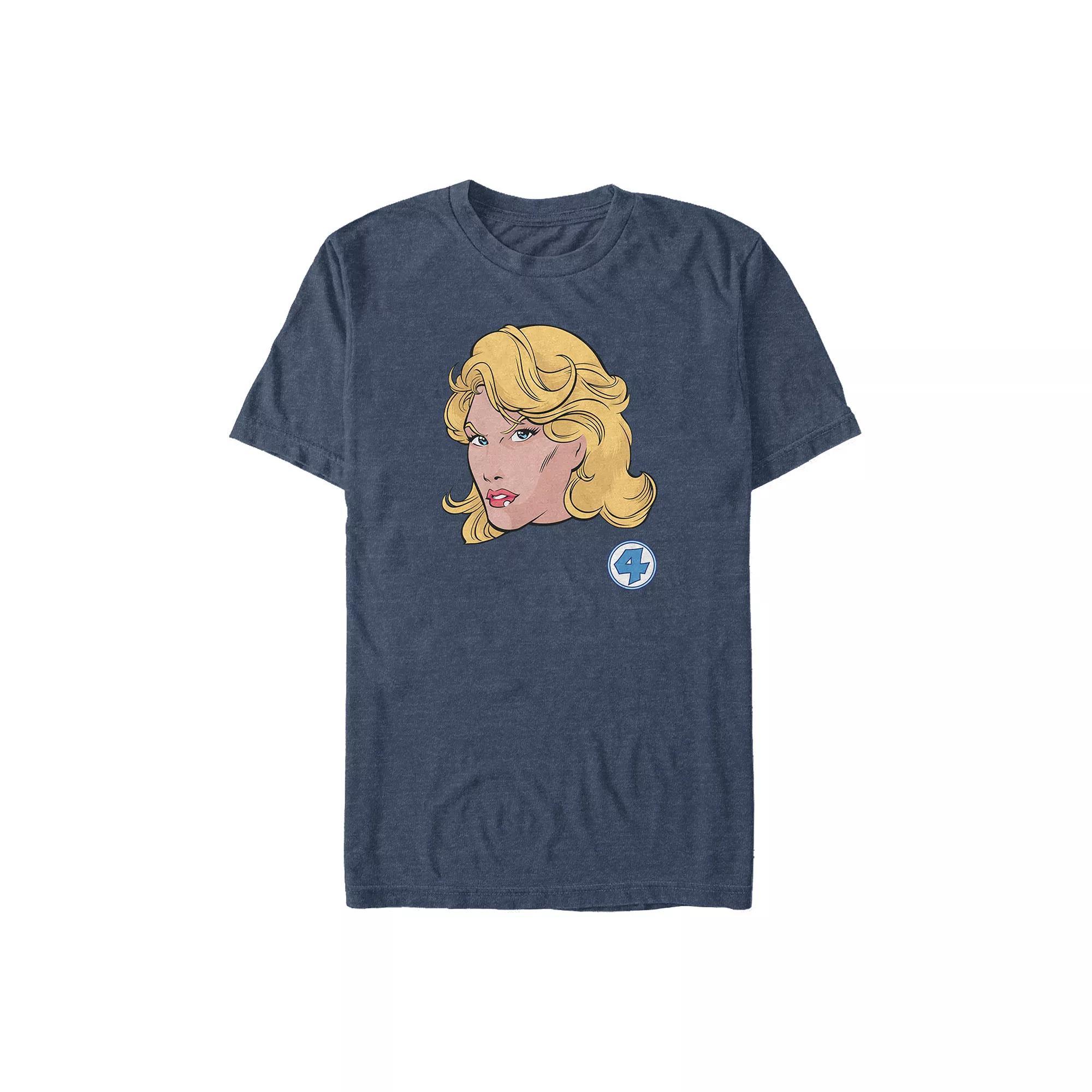 Big & Tall Marvel Fantastic Four Invisible Girl Face Graphic Tee, Men's, Size: Large Tall, Navy Grey Product Image