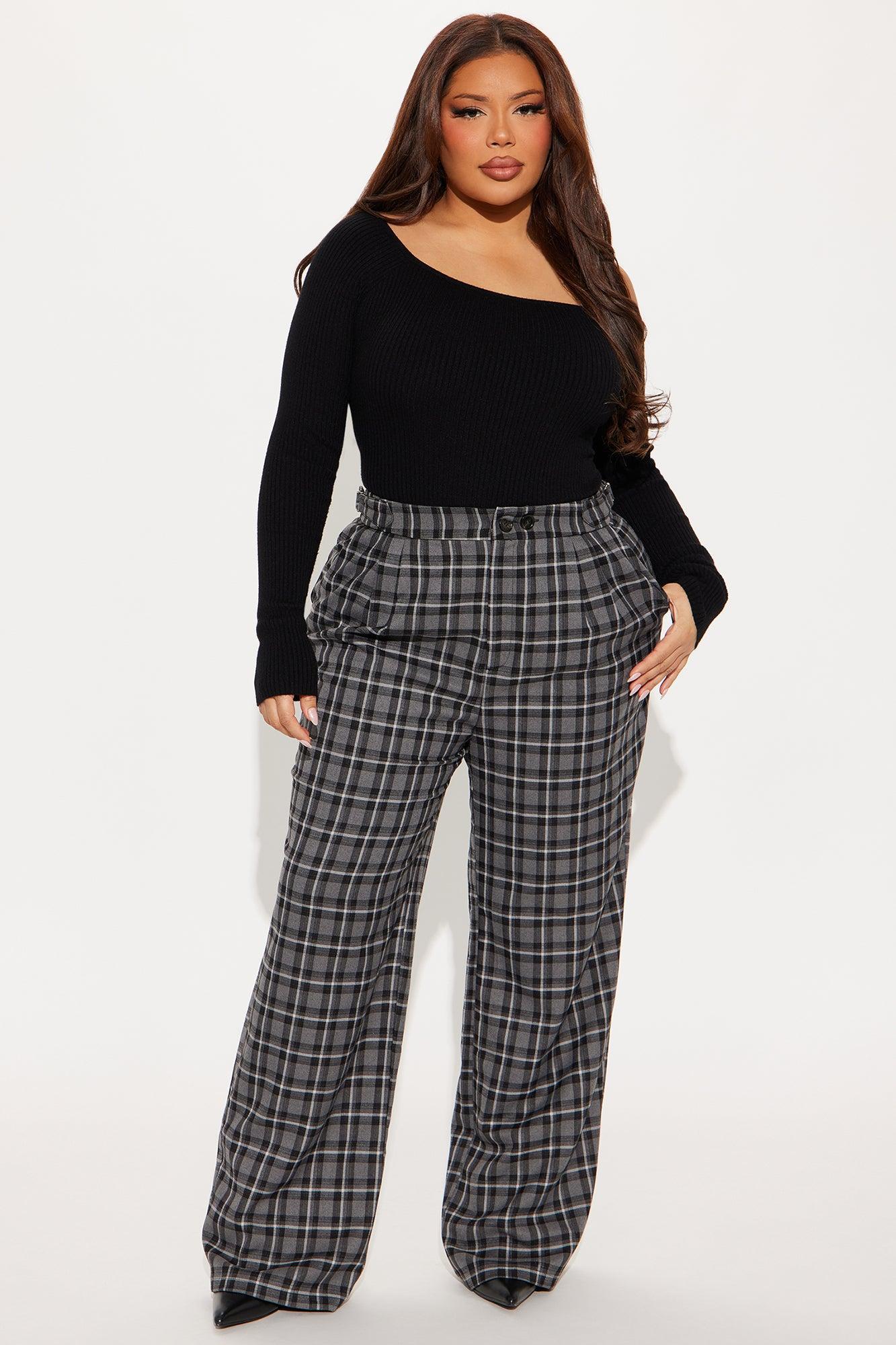 Amy Plaid Wide Leg Trouser - Black/combo Product Image