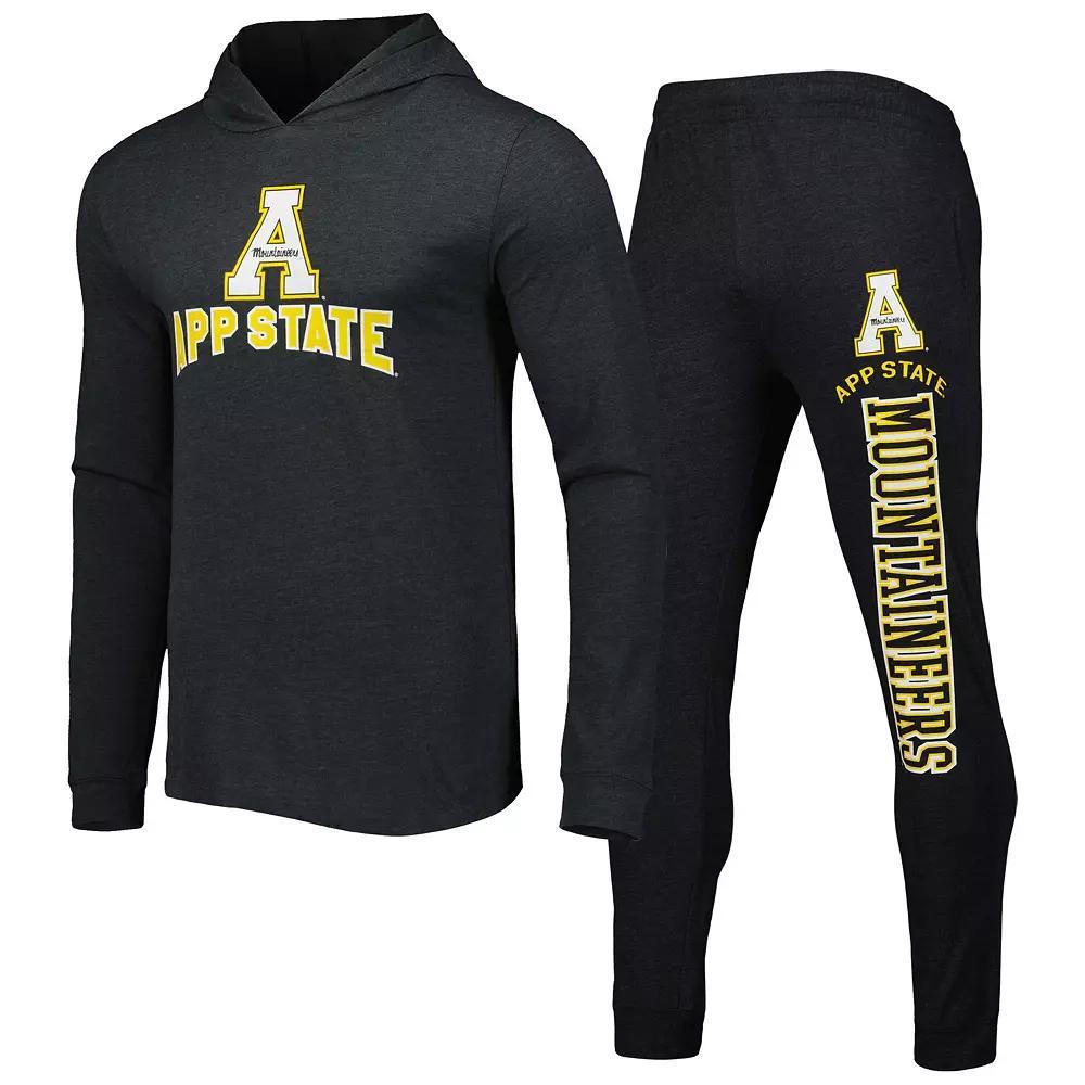 Men's Concepts Sport Black/Charcoal Appalachian State Mountaineers Meter Pullover Hoodie & Joggers Sleep Set, Size: XL, App Black Product Image
