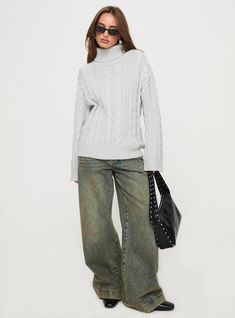 Nyle Knit Sweater Grey Product Image