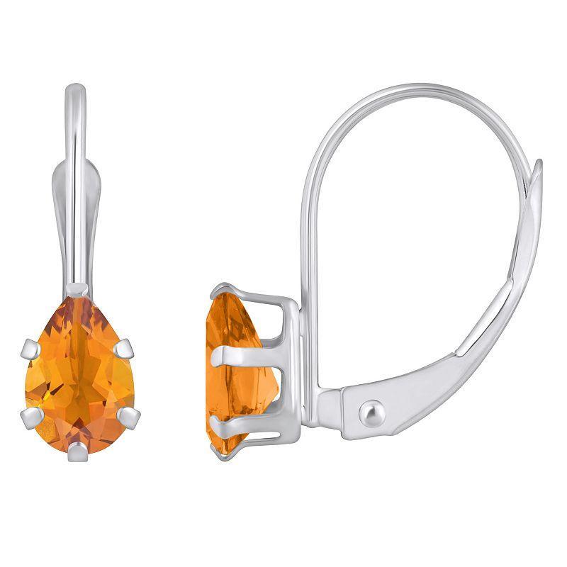 Celebration Gems 10k Gold Pear Shape Citrine Leverback Earrings, Womens Product Image