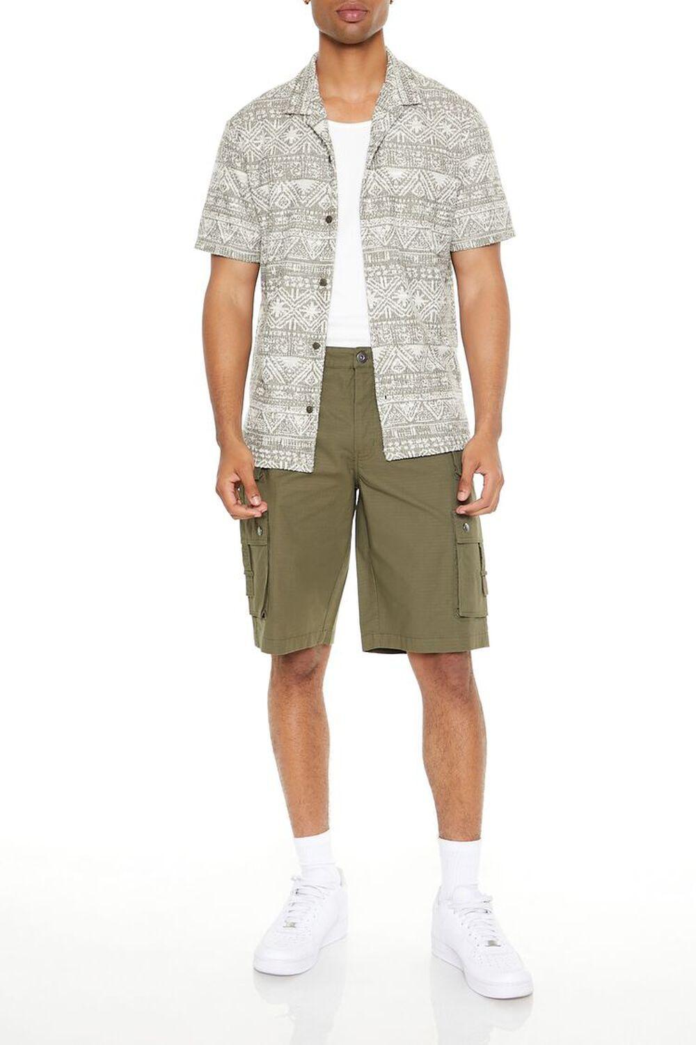 Geo Print Cuban-Collar Shirt | Forever 21 Product Image