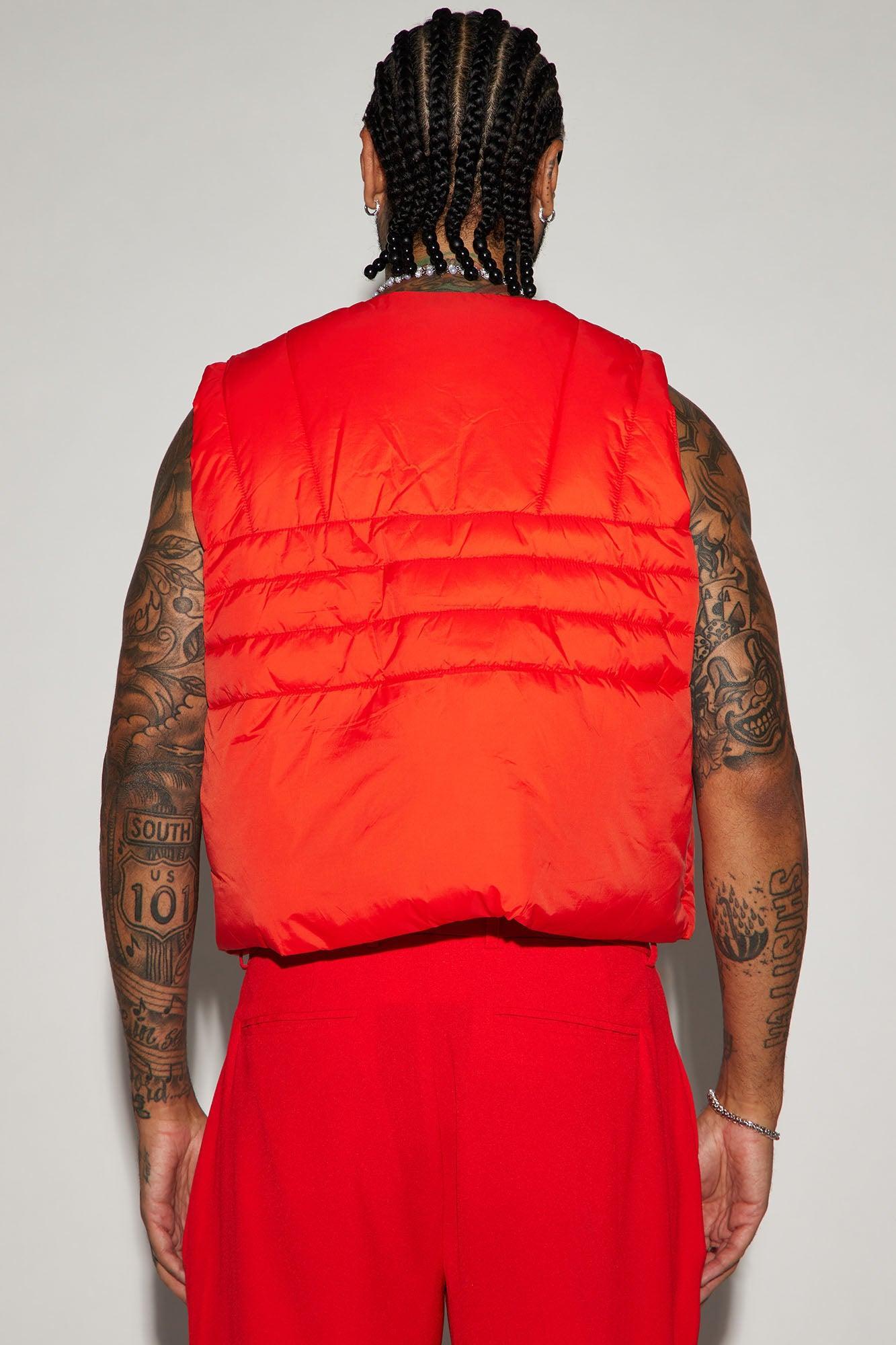 Avalon Nylon Cropped Tactical Padded Vest - Red Product Image