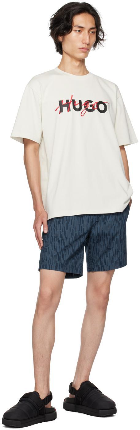 HUGO BOSS Blue Printed Shorts In 405 - Dark Blue Product Image