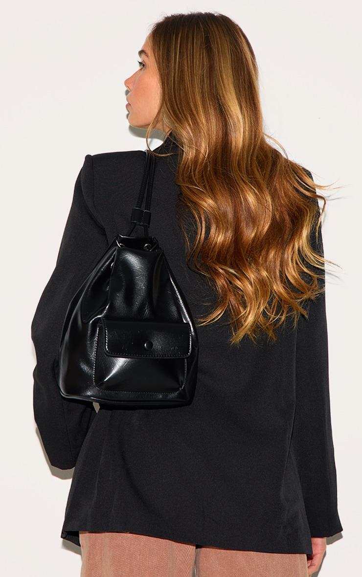 Black PU Pocket Backpack Product Image