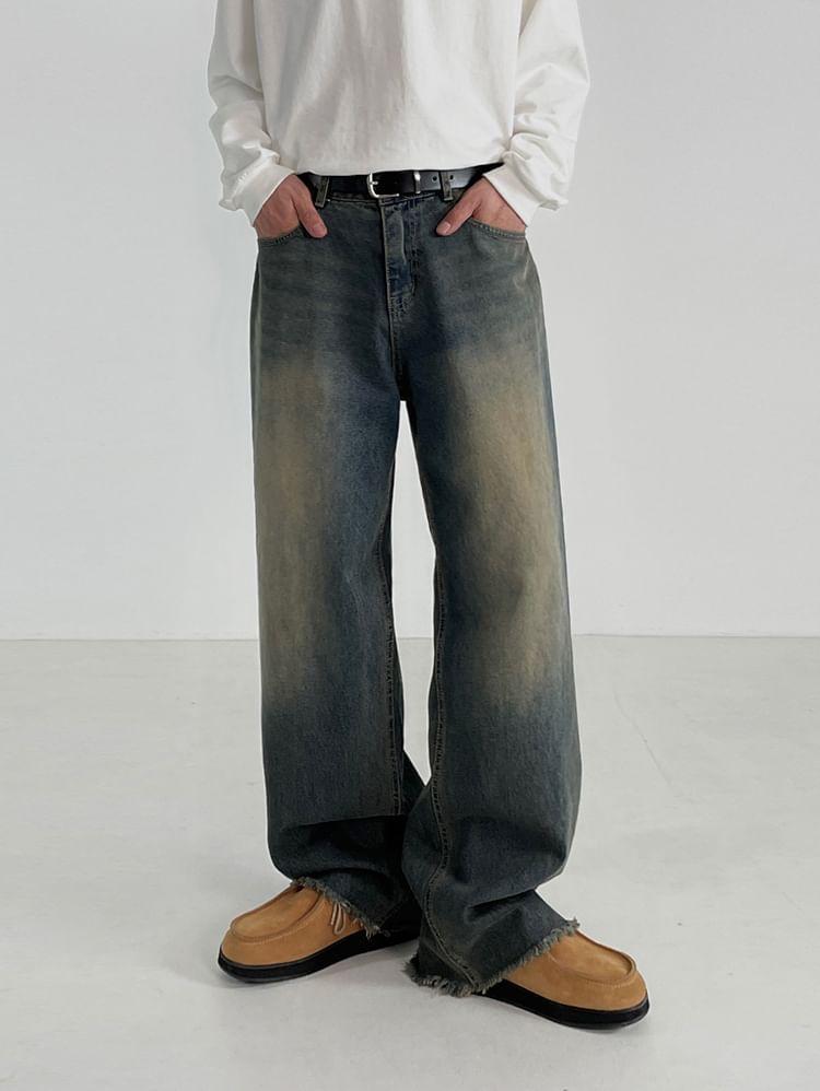 Mid Rise Washed Wide Leg Jeans Product Image