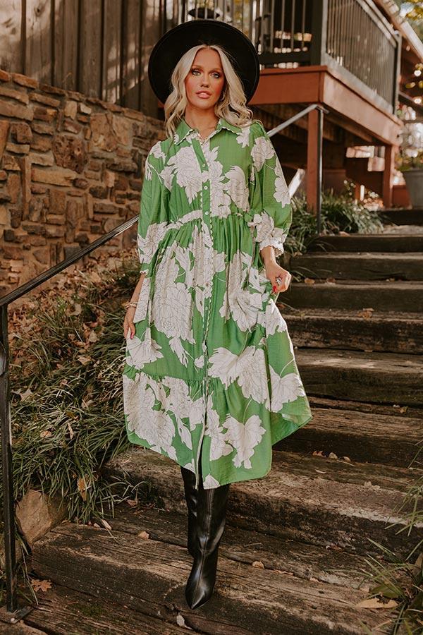 Bistro Bound Floral Midi in Green Product Image