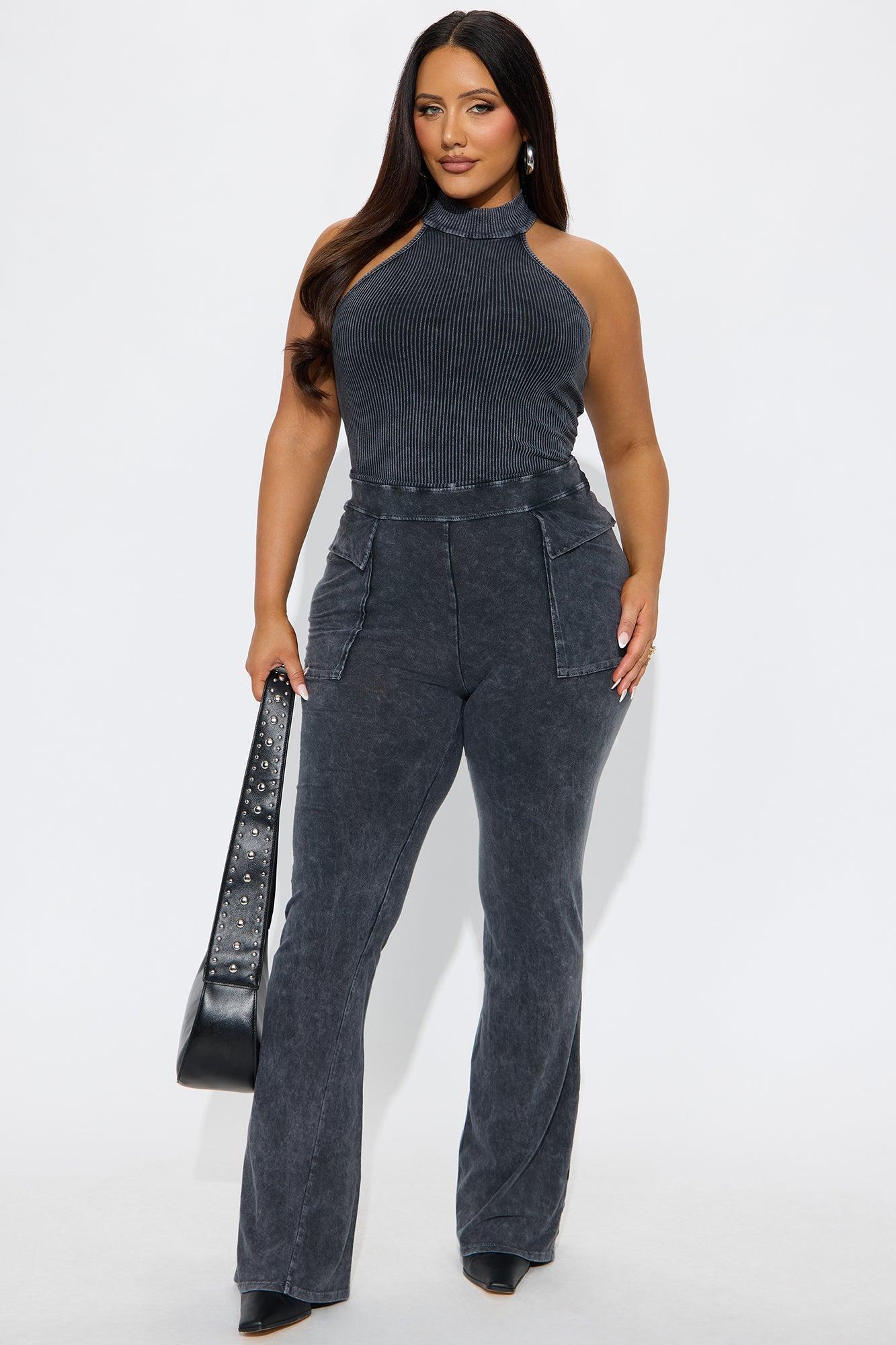 Day Off Washed Flare Leg Jumpsuit - Black Product Image