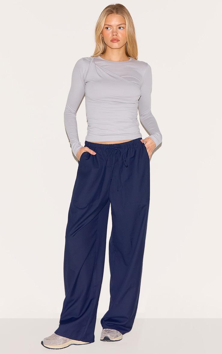 Grey Twist Detail Overlay Long Sleeve Top Product Image