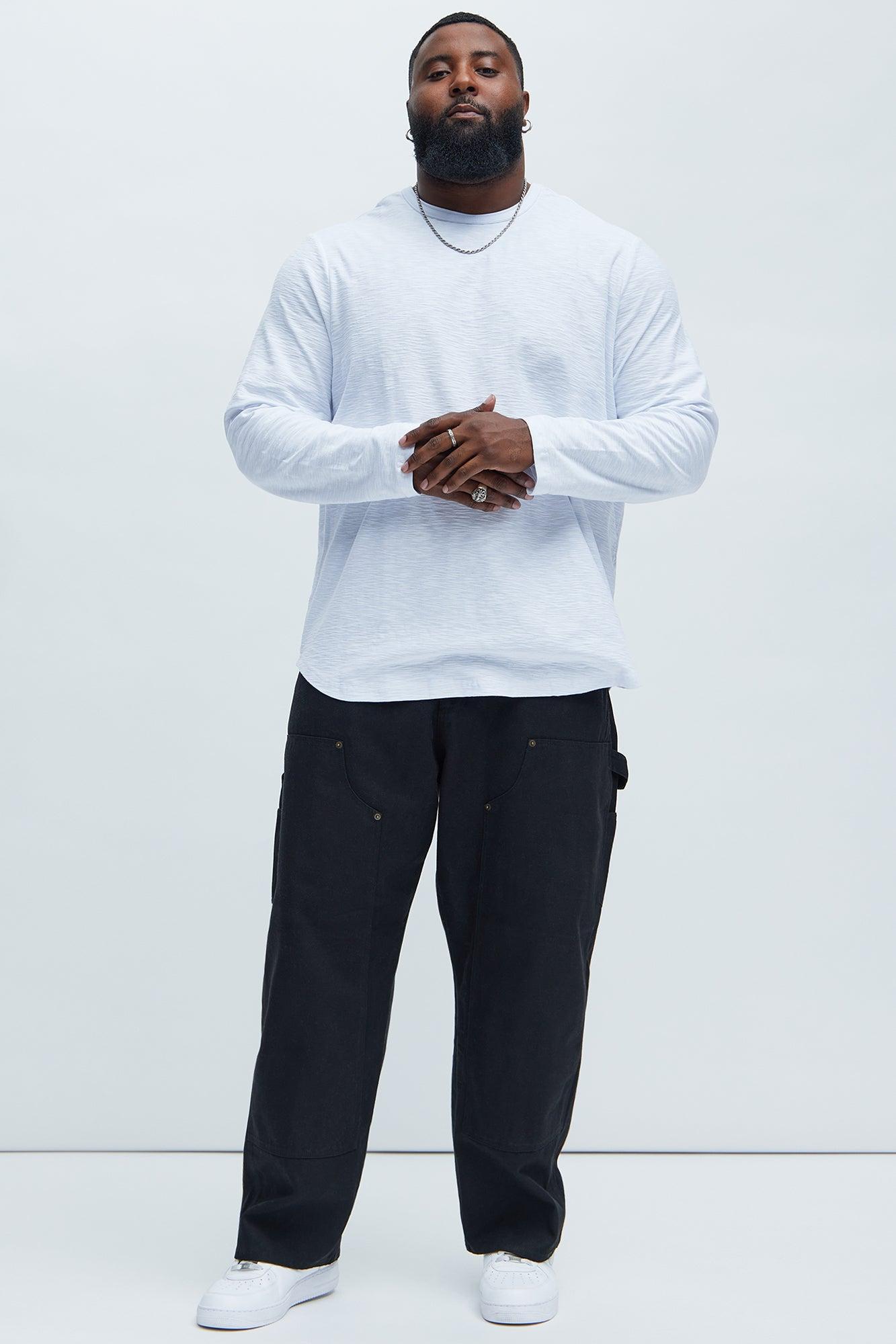Asher Slub Texture Scallop Long Sleeve Tee - White Product Image