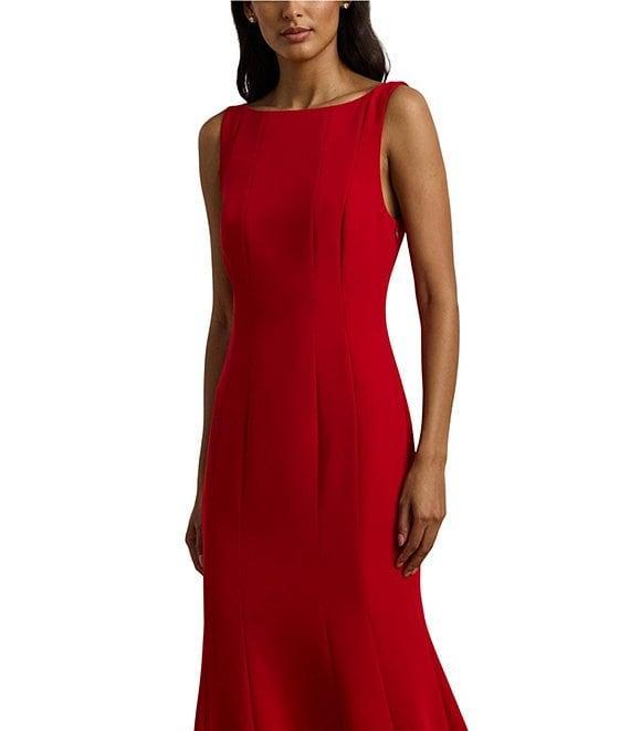 Lauren Ralph Lauren Mirhilt Double Faced Crepe Boat Neck Sleeveless V-Back Mermaid Gown Product Image