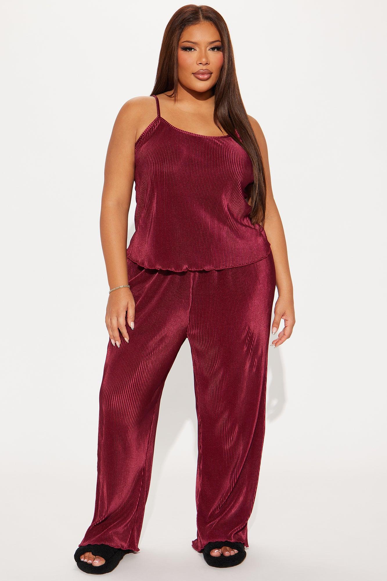 Always Bedtime Plisse PJ Pant Set - Wine Product Image