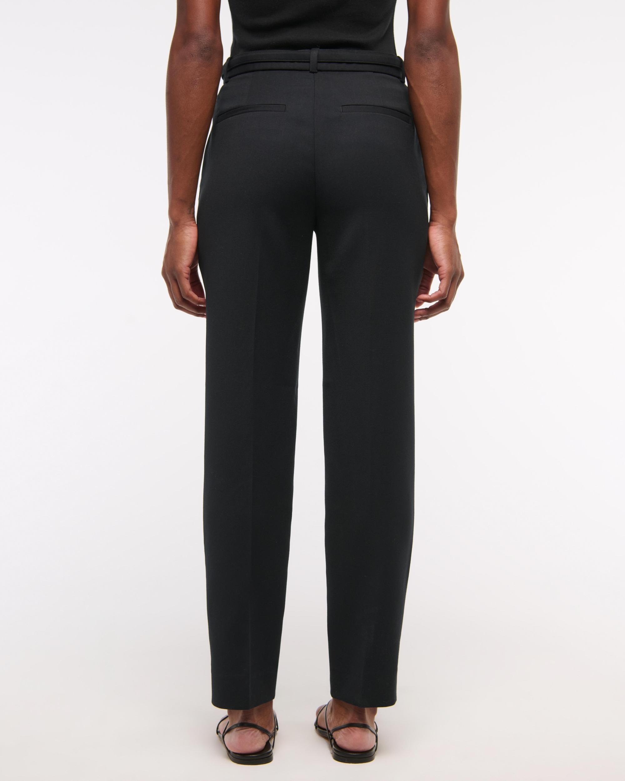 High Rise Belted Ankle Straight Pant Product Image