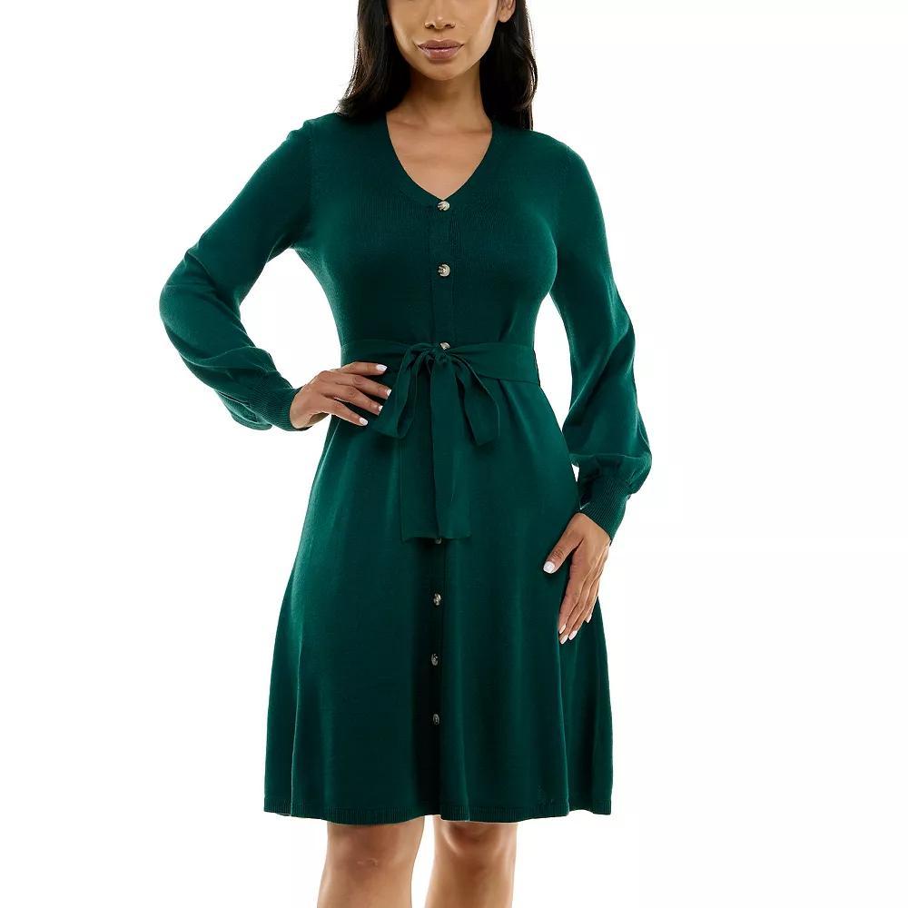 Women's Nina Leonard Balloon Sleeve Midi Sweater Dress, Size: XL, Deep Red Product Image