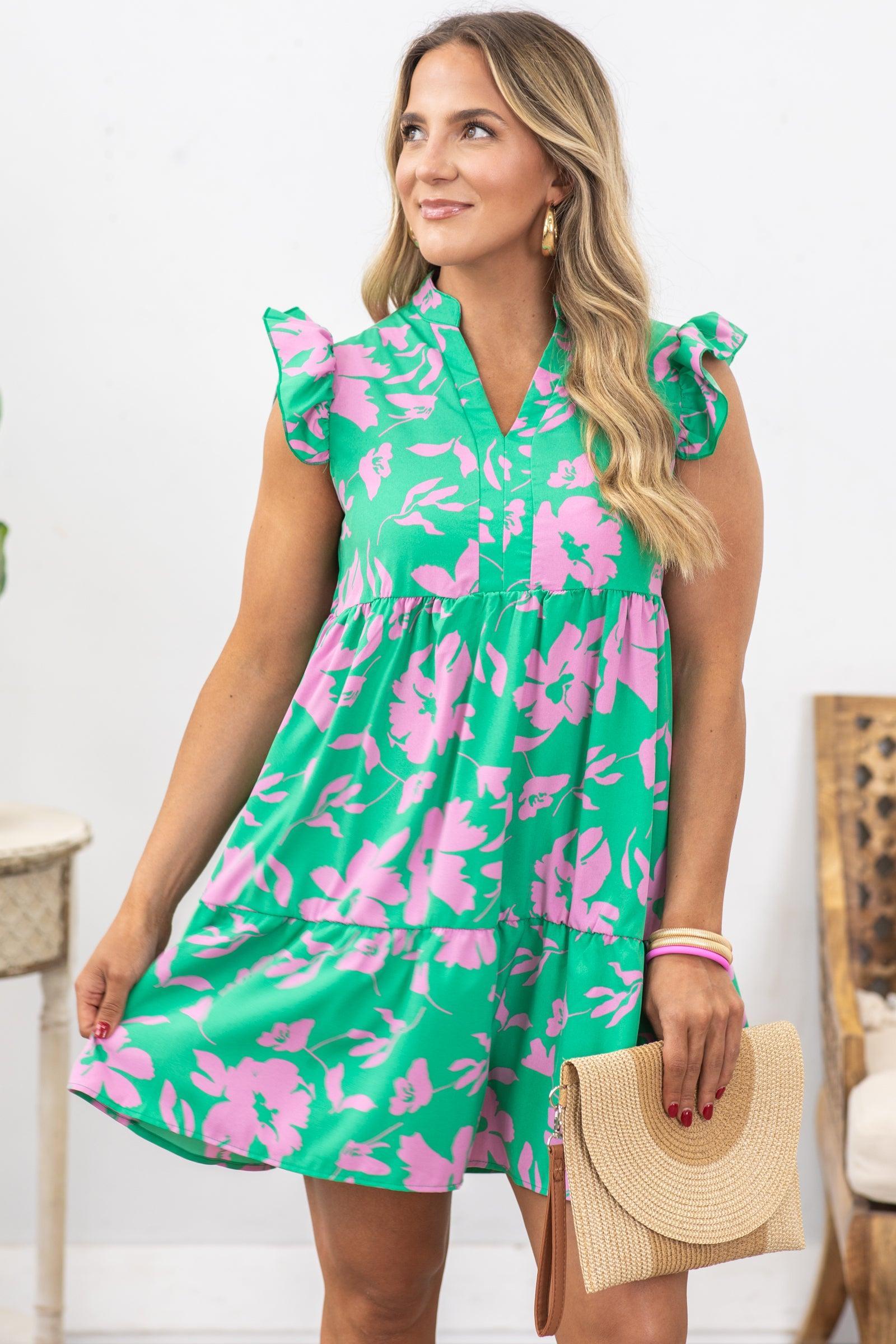 Jade and Orchid Floral Babydoll Dress Product Image