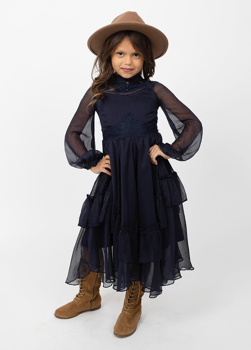 Kimaya Dress in Midnight Blue Girls Product Image