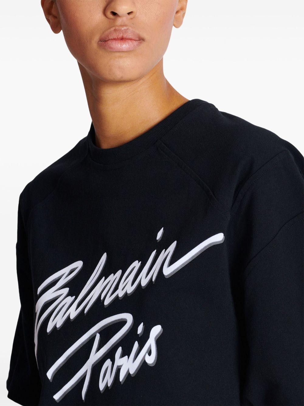 logo-flocked cropped T-shirt Product Image