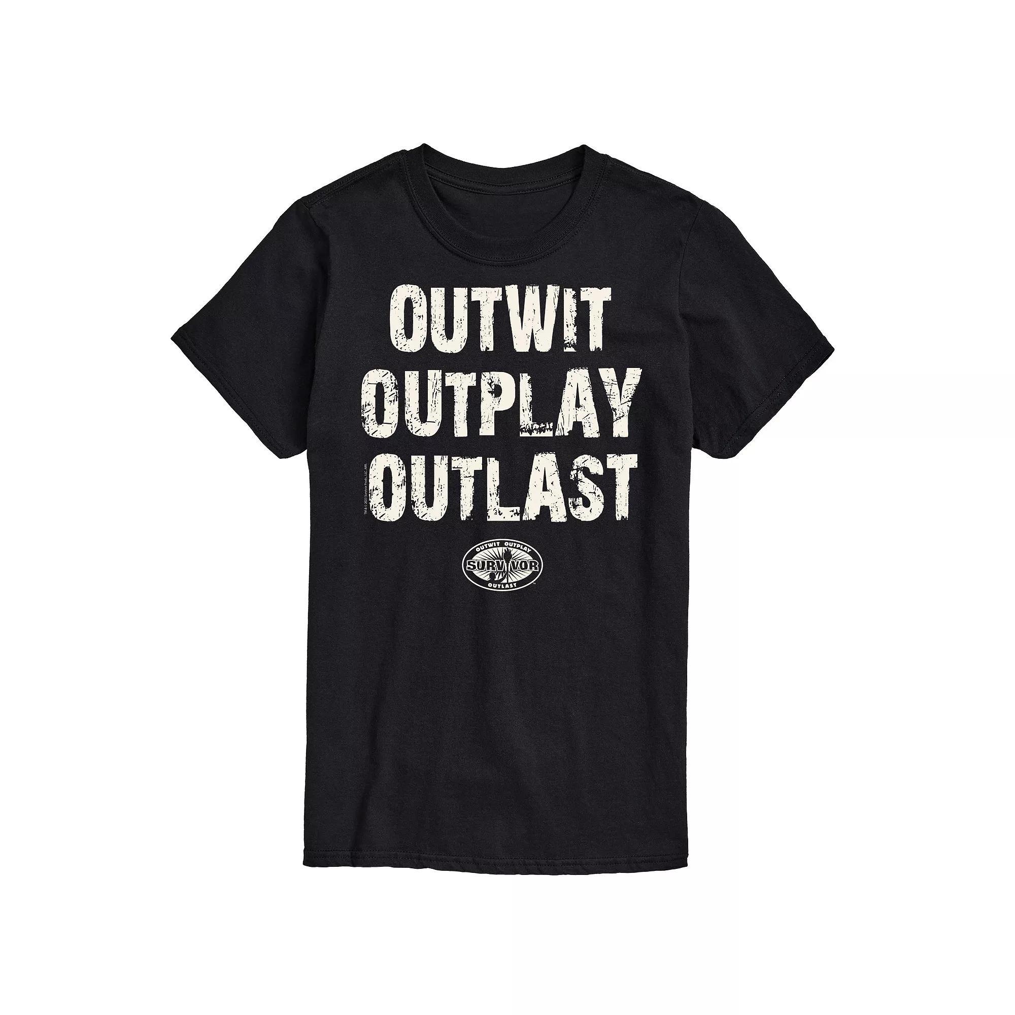 Big & Tall Survivor Outwit Outplay Outlast Graphic Tee, Men's, Size: Large Tall, Black Product Image