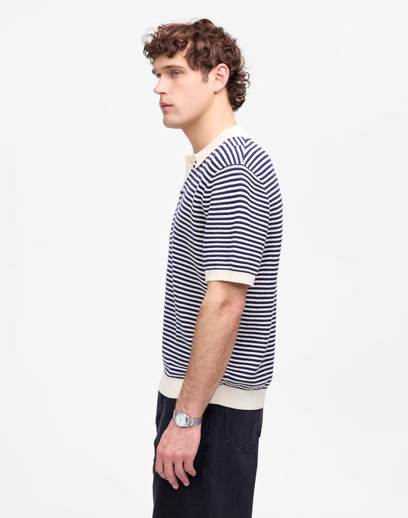 Pointelle Stitch Single-Button Sweater Polo Product Image