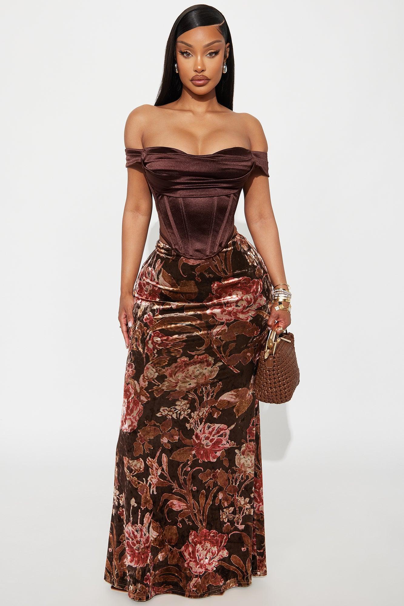Fair Maiden Off Shoulder Corset Top - Chocolate Product Image