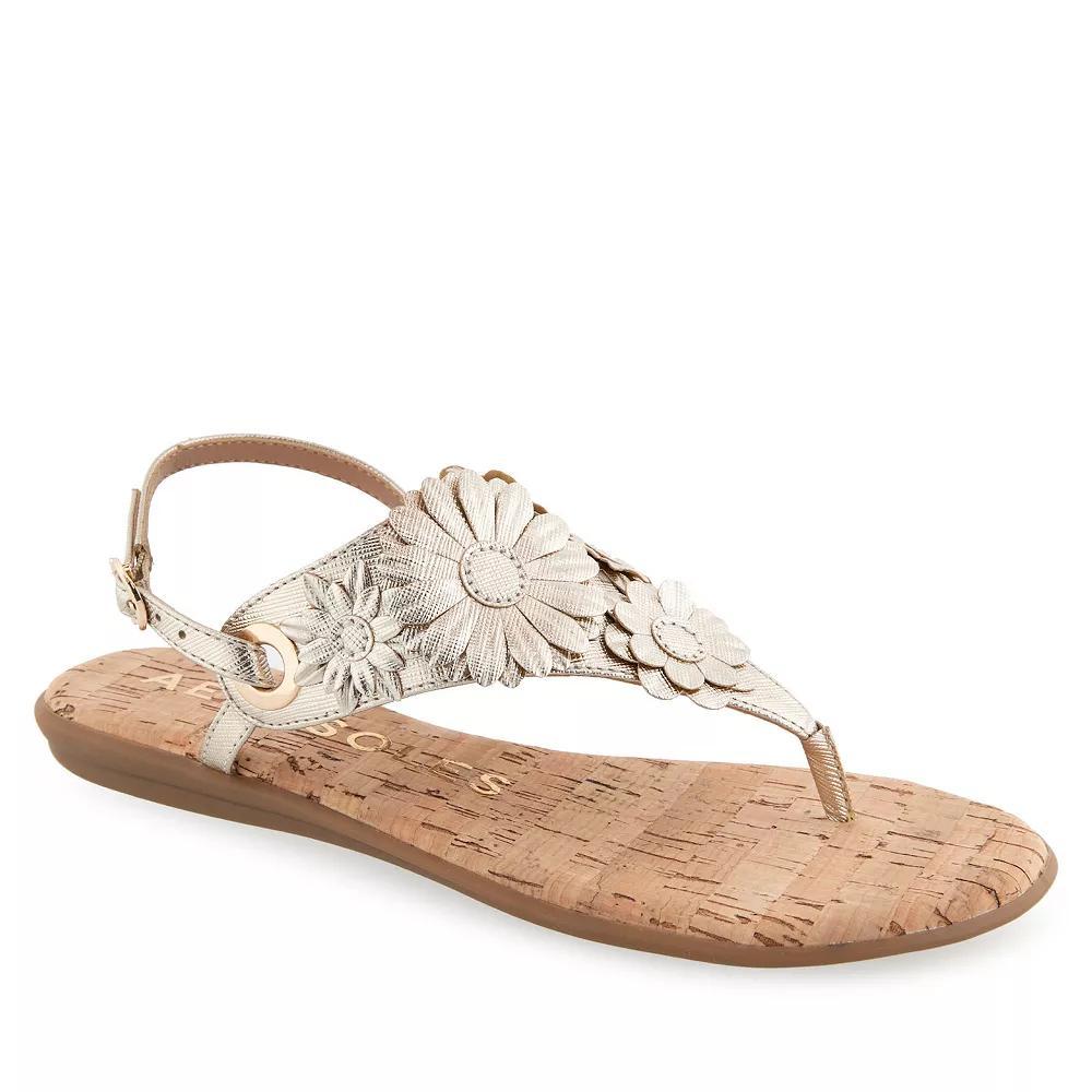 Aerosoles Connie Women's Slingback Thong Sandals, Size: 11 Medium, Gold Grey Product Image