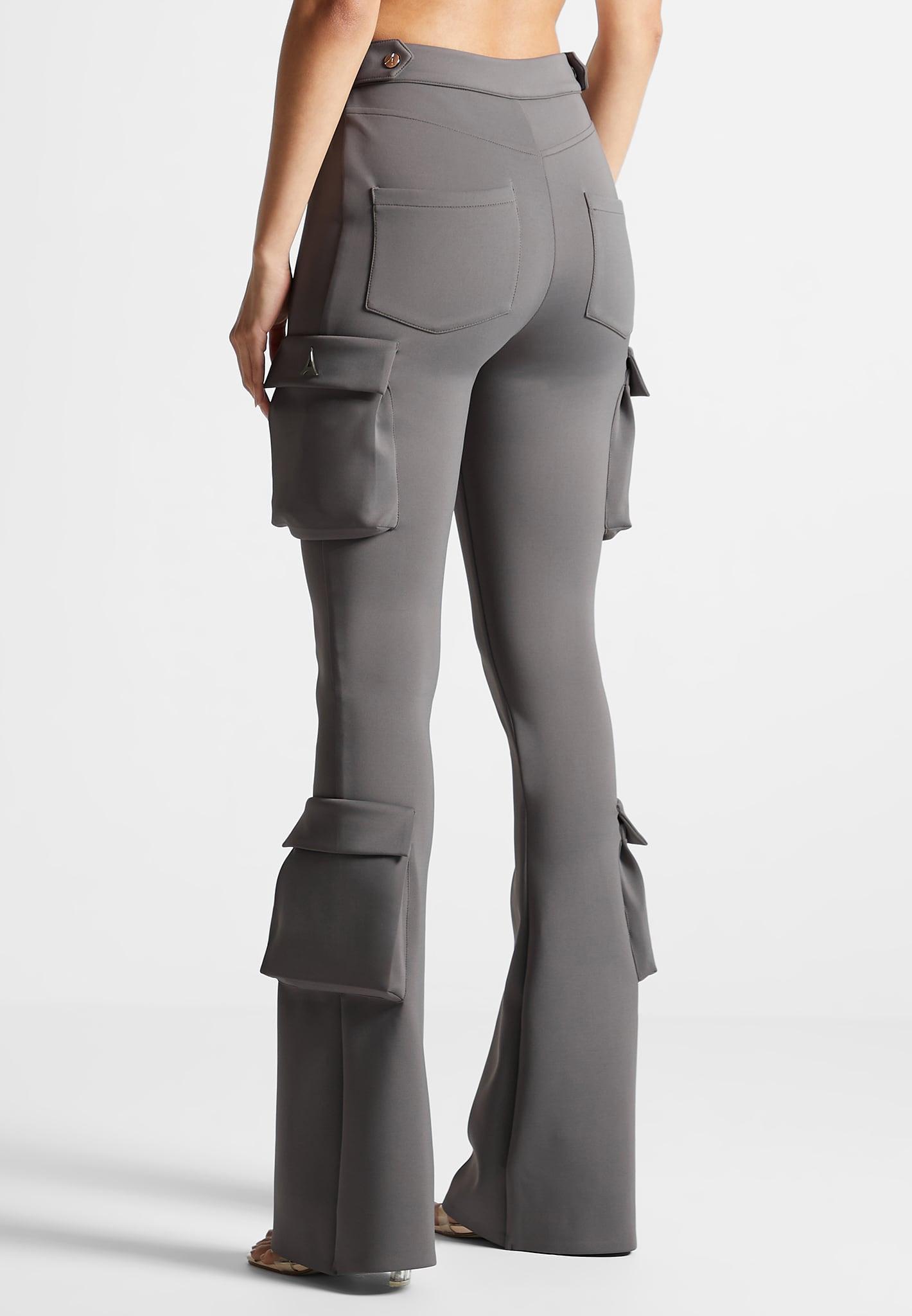 Neoprene Cargo Fit and Flare Leggings - Grey Female Product Image