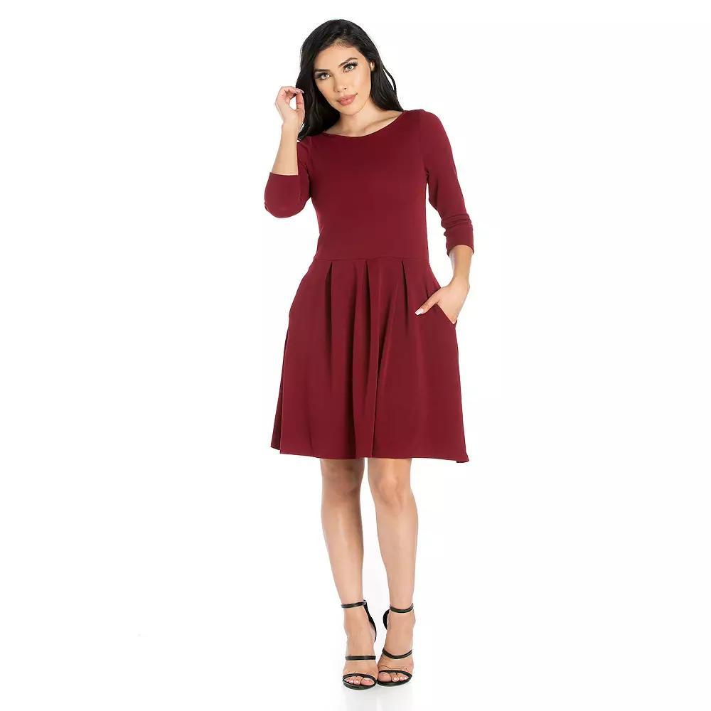 Womens 24seven Comfort Apparel Fit and Flare Dress with Pockets Product Image