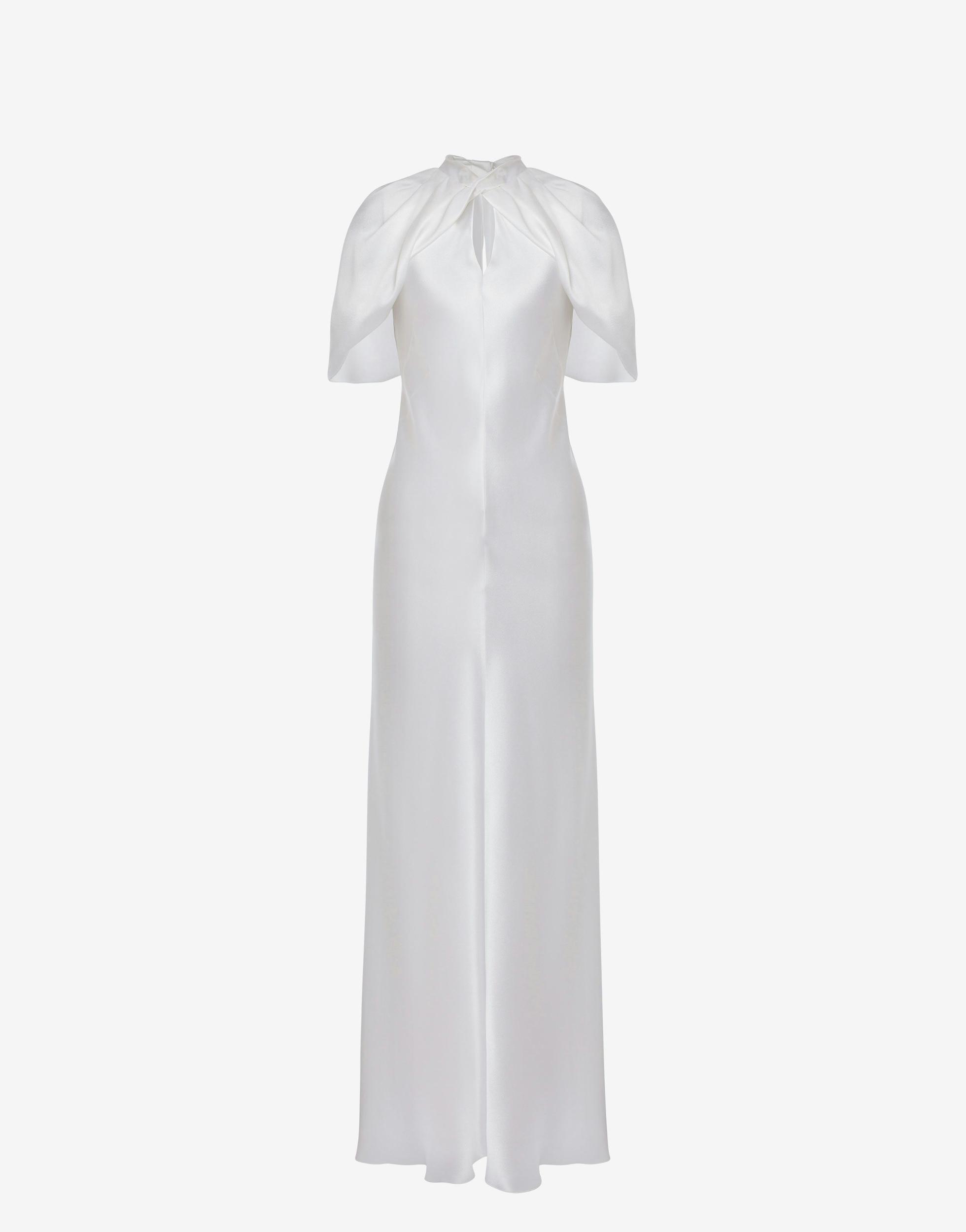 Satin dress with cape sleeves Product Image