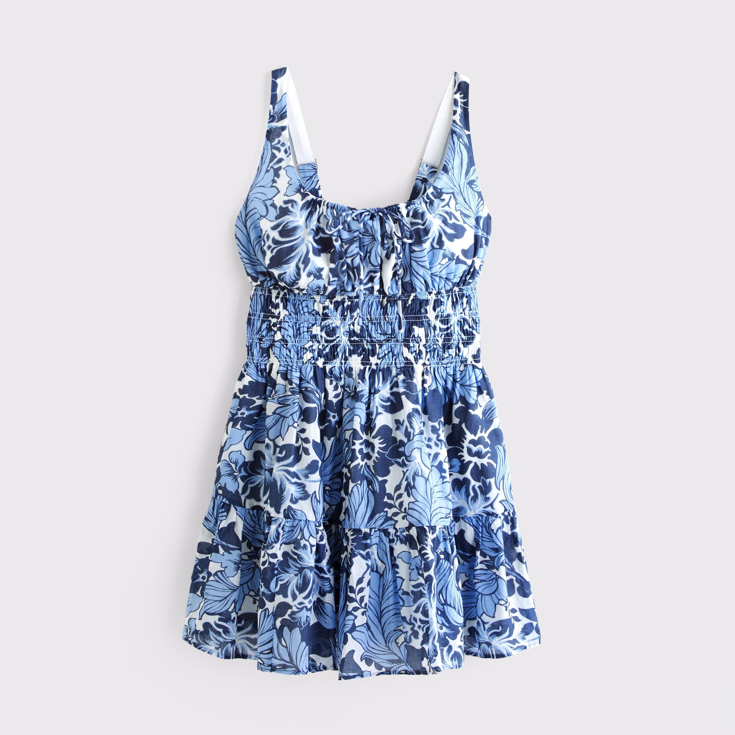 Smocked Tie-Front Mini Dress Product Image