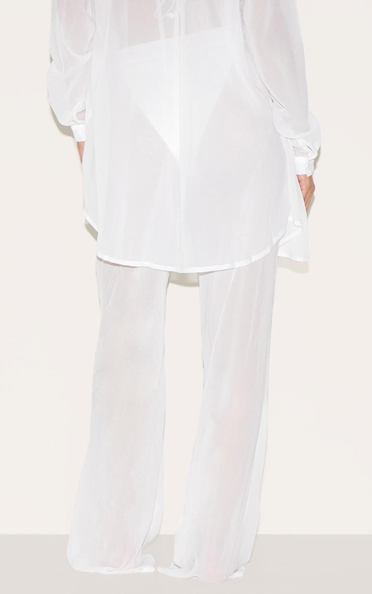 White Chiffon Straight Leg Beach Pants Product Image