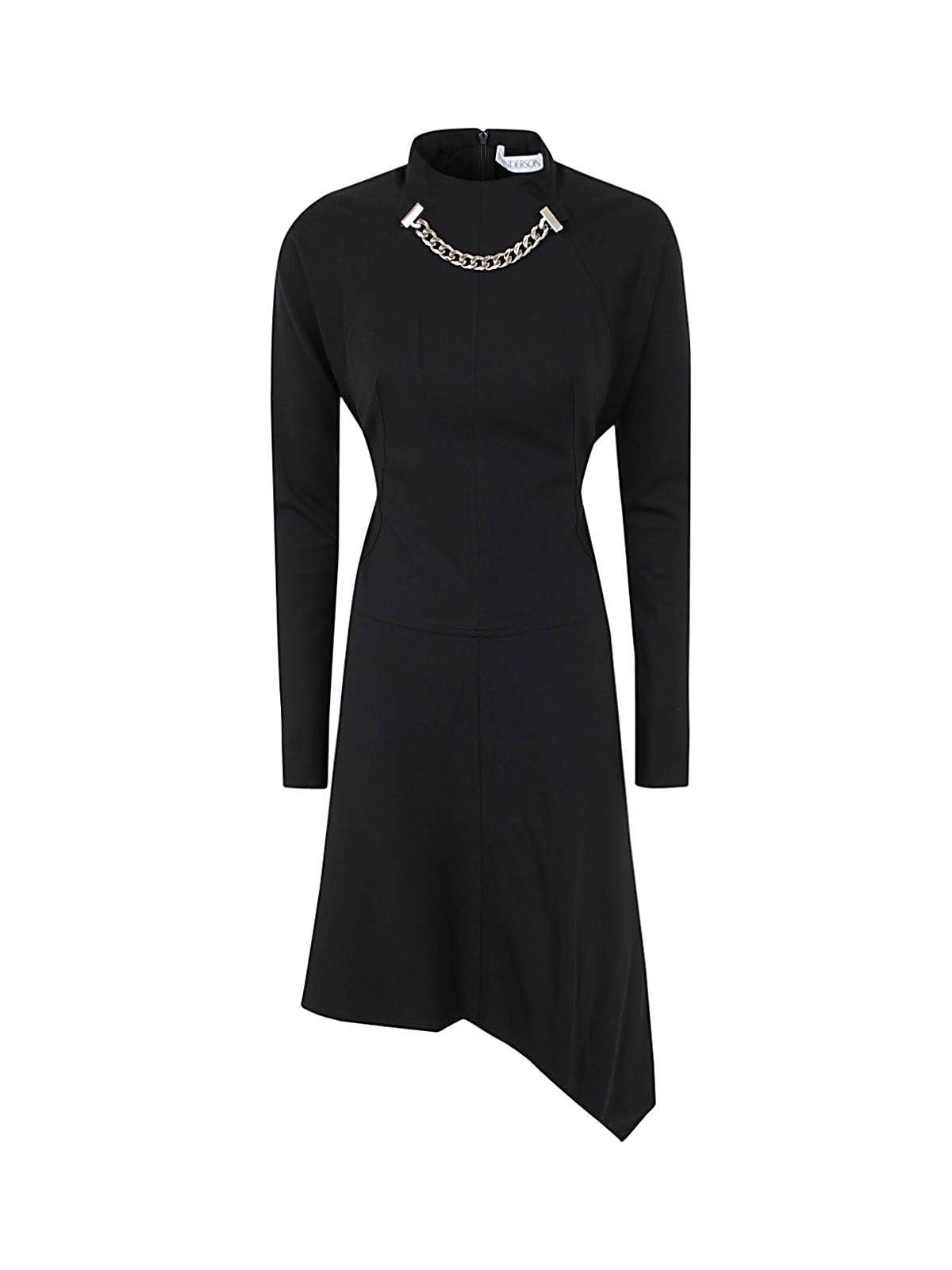 JW ANDERSON J.w. Anderson Neck Chain Long Sleeve Dress In Black Product Image