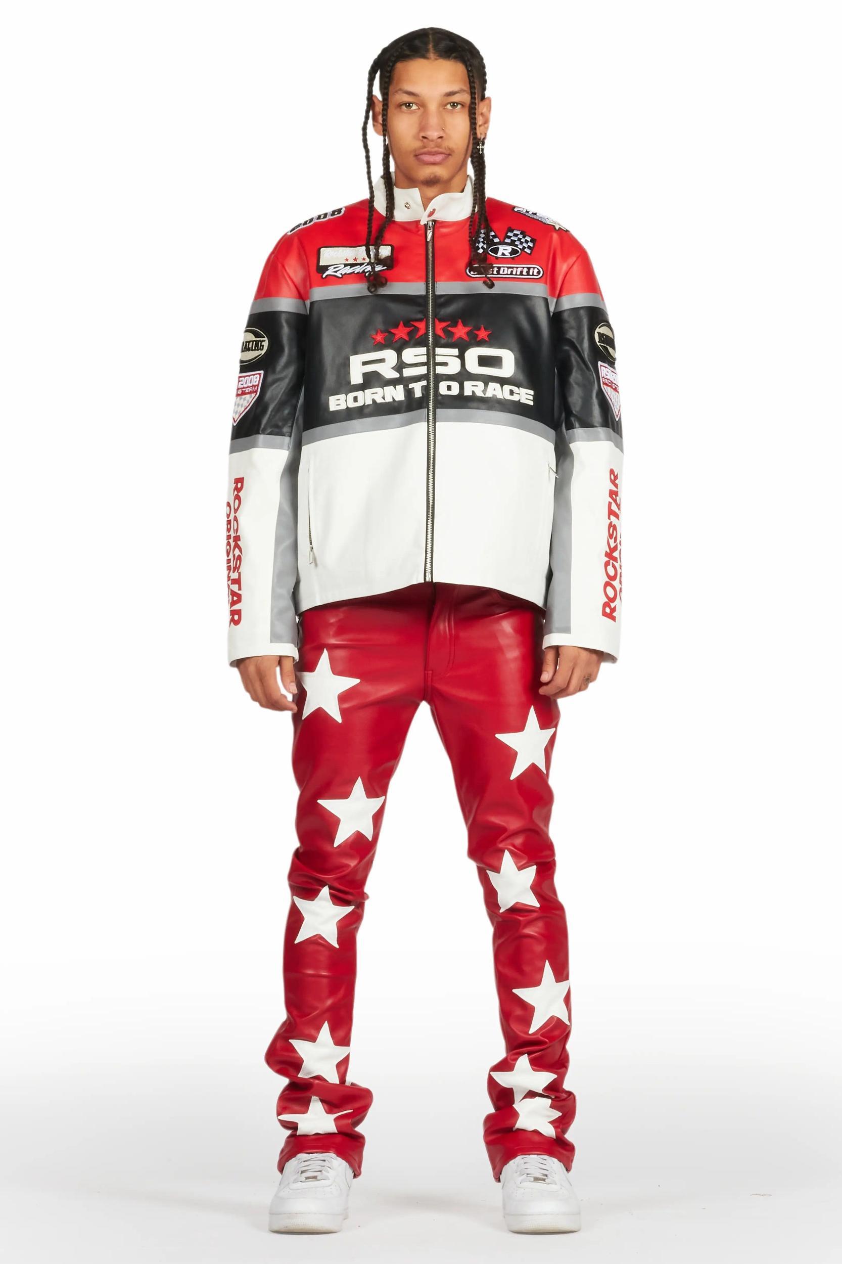 Steen Red PU Stacked Flare Jean Male Product Image