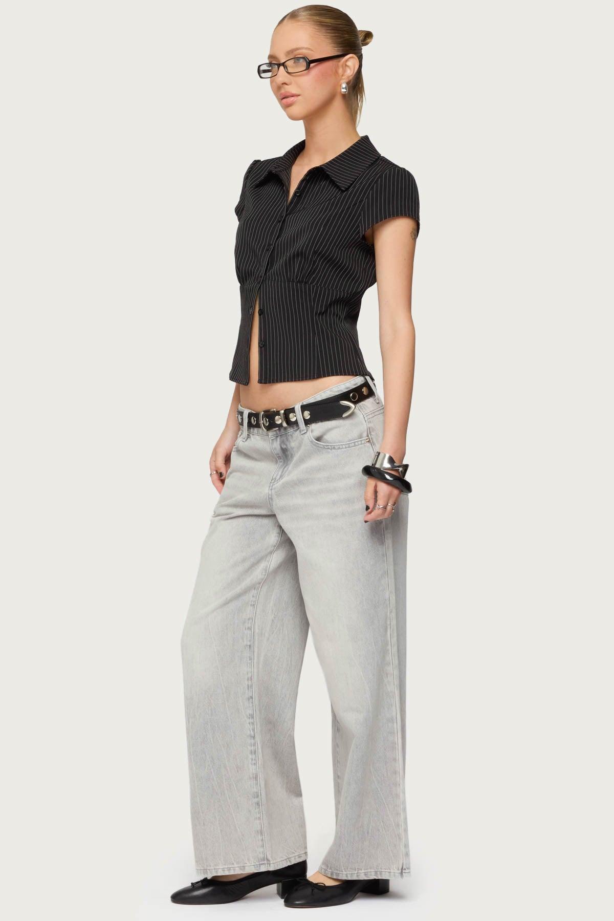 Petite Magda Low Rise Acid Wash Jeans Product Image