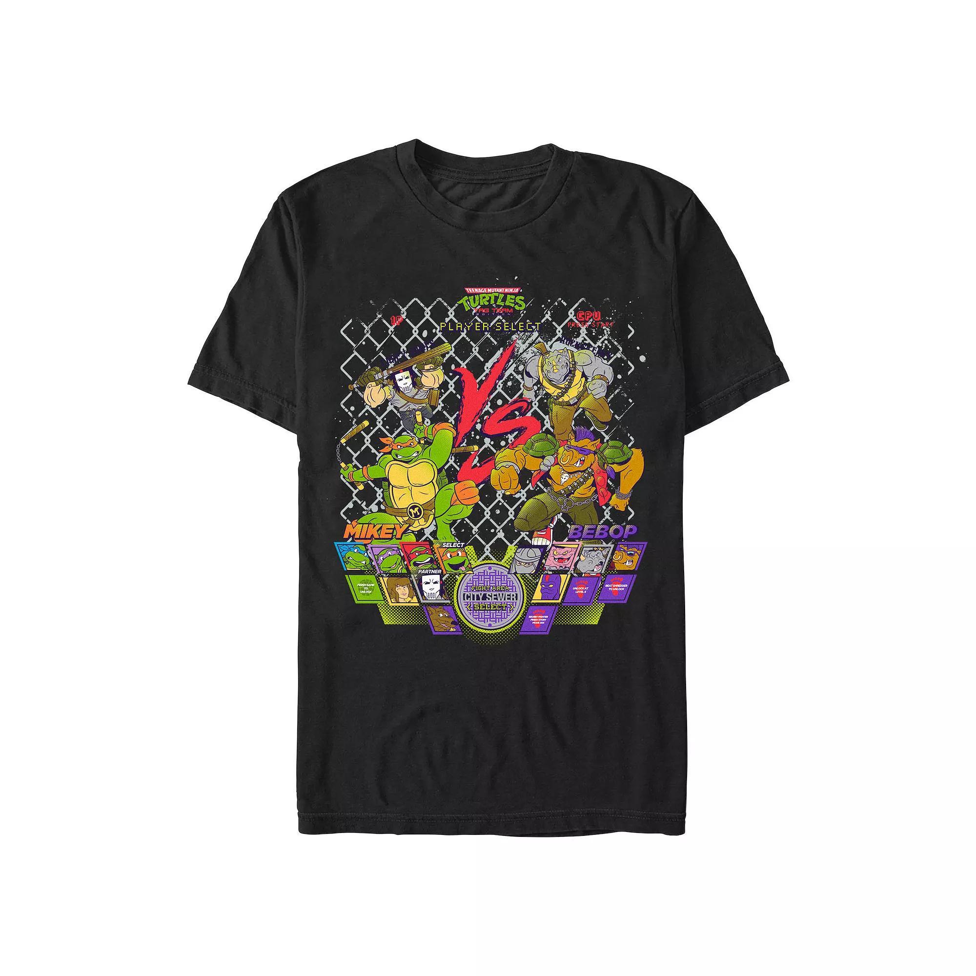 Men's Teenage Mutant Ninja Turtles Mikey Vs Bebop Graphic Tee, Size: Medium, Black Product Image