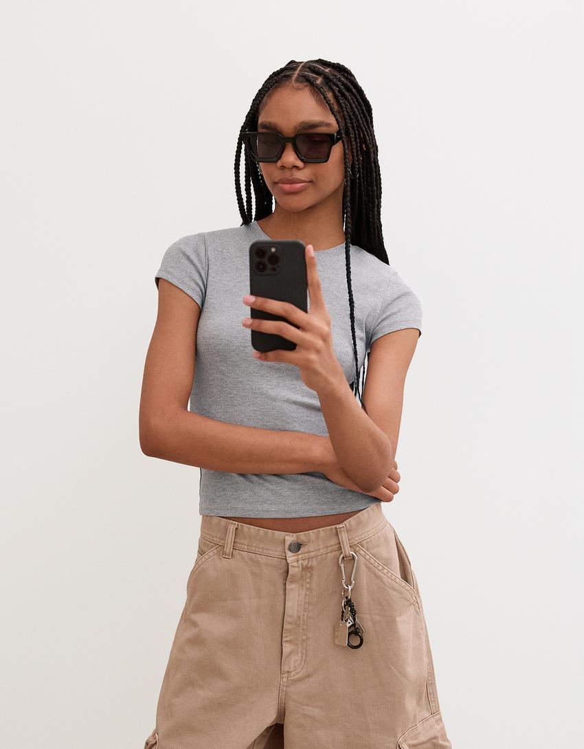 Short sleeve T-shirt with a scoop neck Product Image