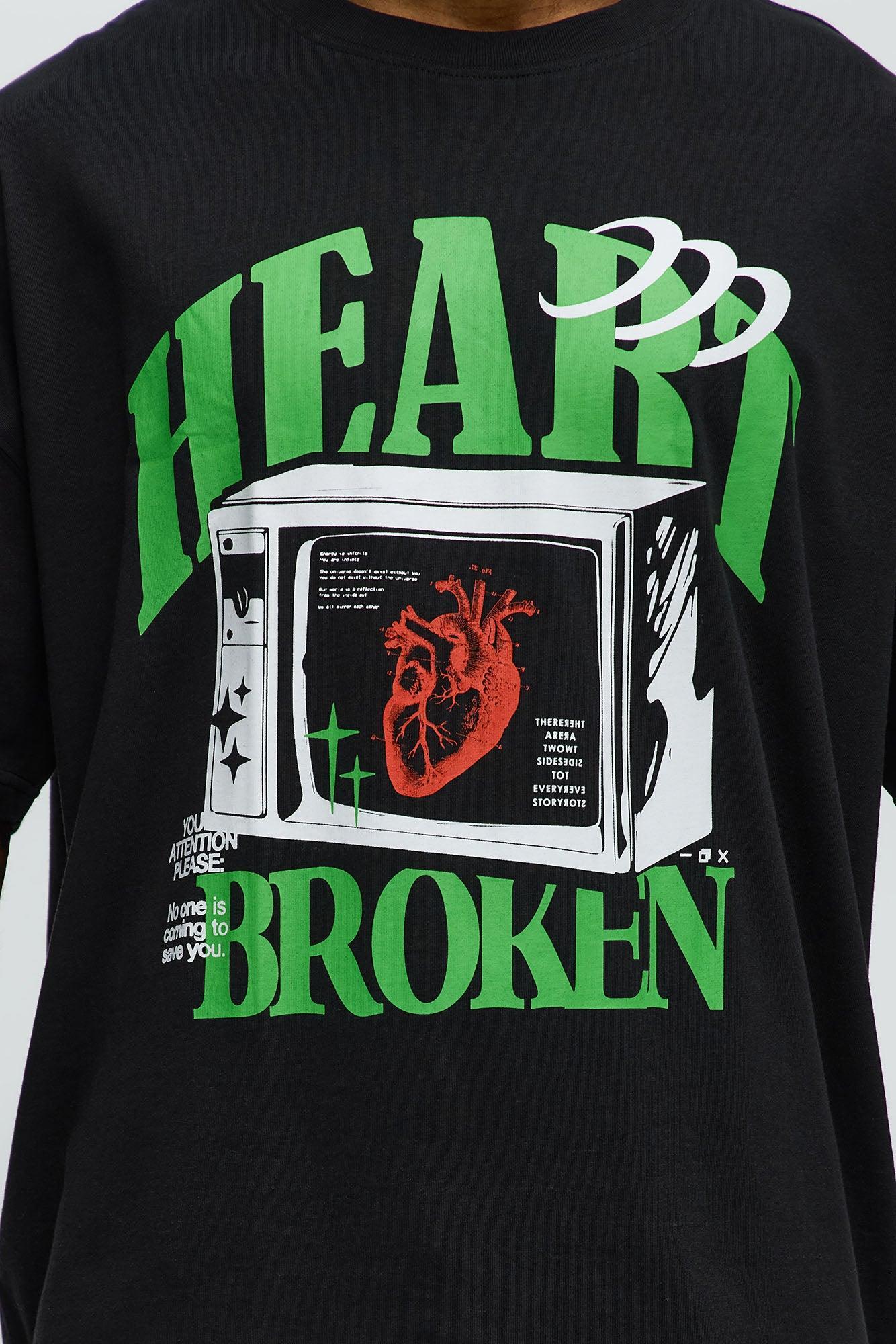 Heart Broken Televised Oversized Short Sleeve Tee - Black Male Product Image