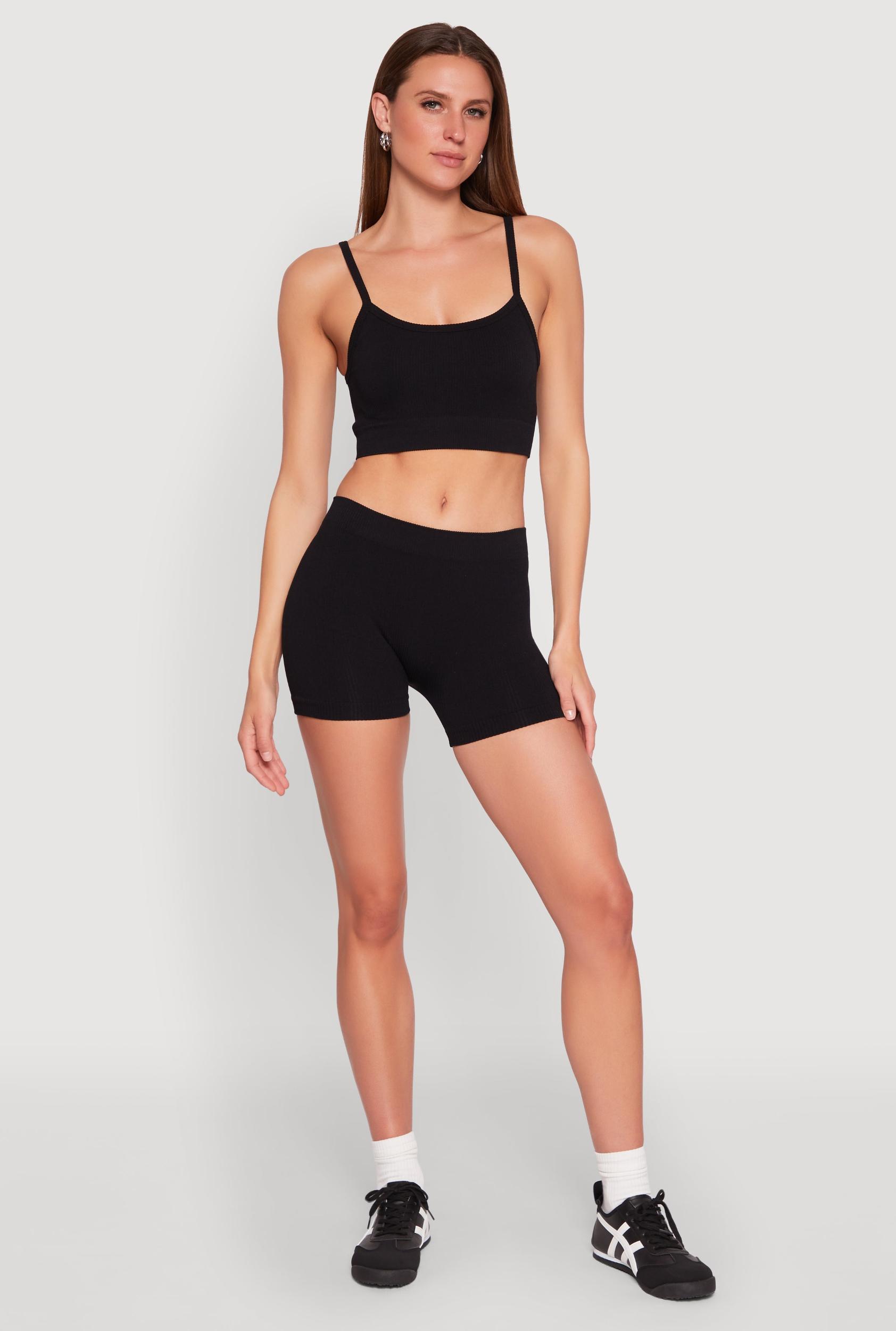 Womens Rib Knit Crop Top and Biker Shorts Product Image