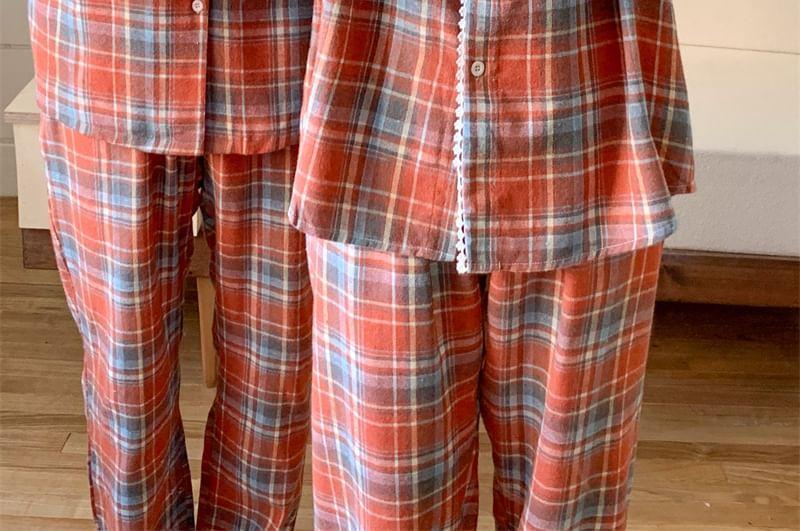 Couple Matching Plaid Pajama Set Product Image