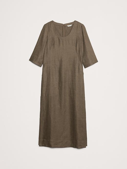 Linen Scoop-Neck Maxi Dress Product Image