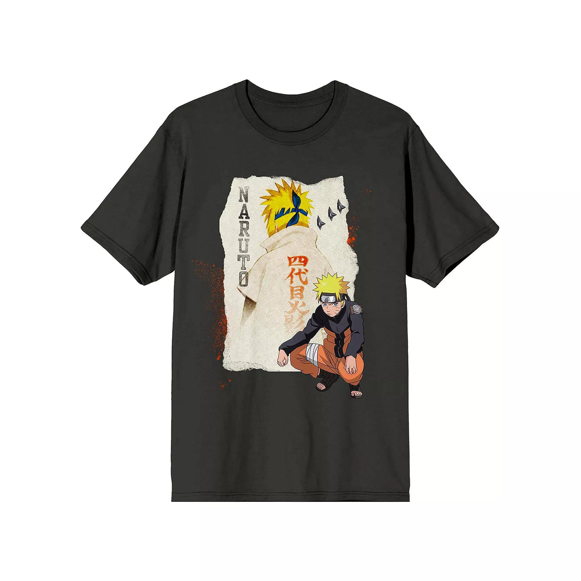Men's Naruto Shippuden Torn Paper Short Sleeve Graphic Tee, Size: XL, Black Product Image