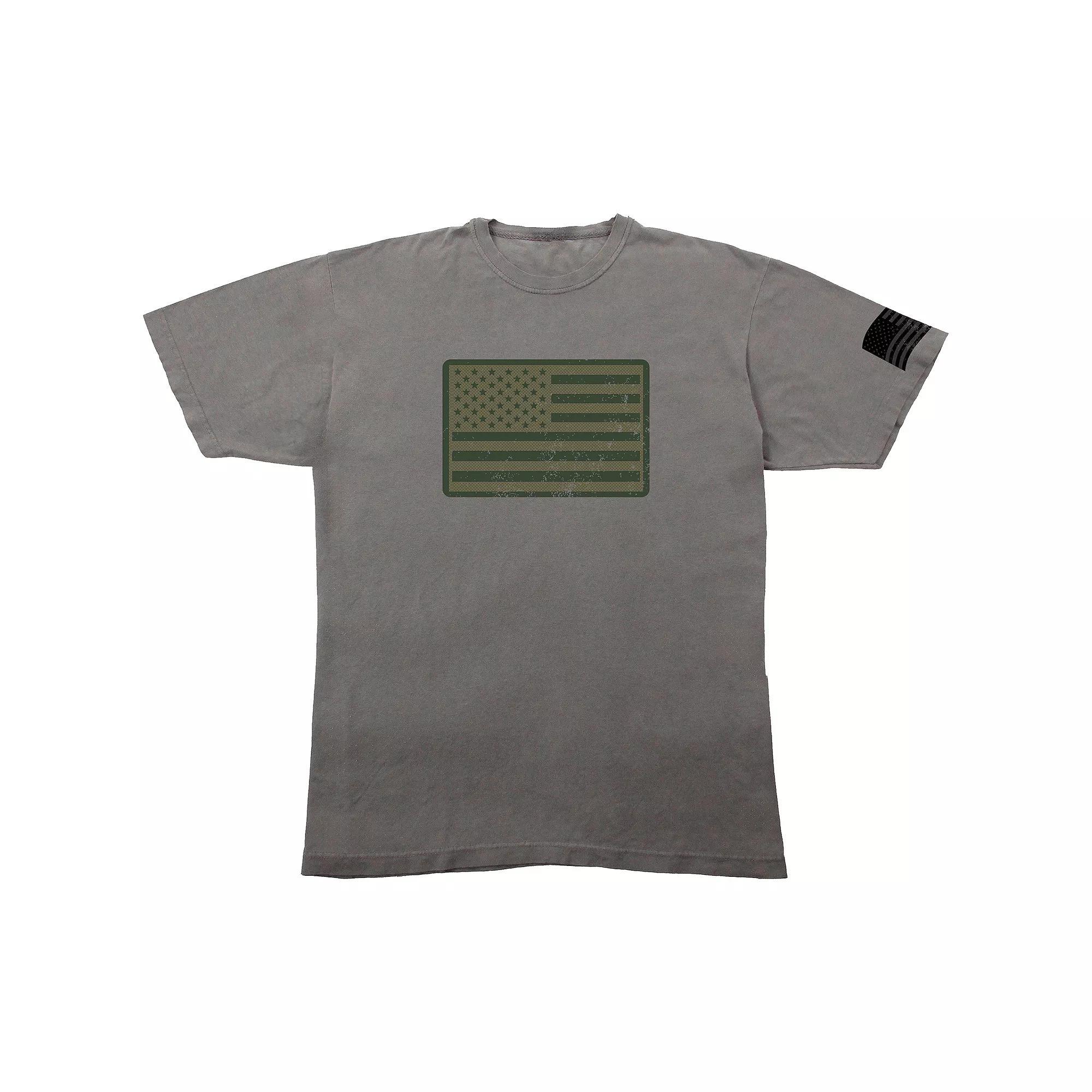 Men's America Straight & Wavy Flag Graphic Tee, Size: Small, Gray Product Image