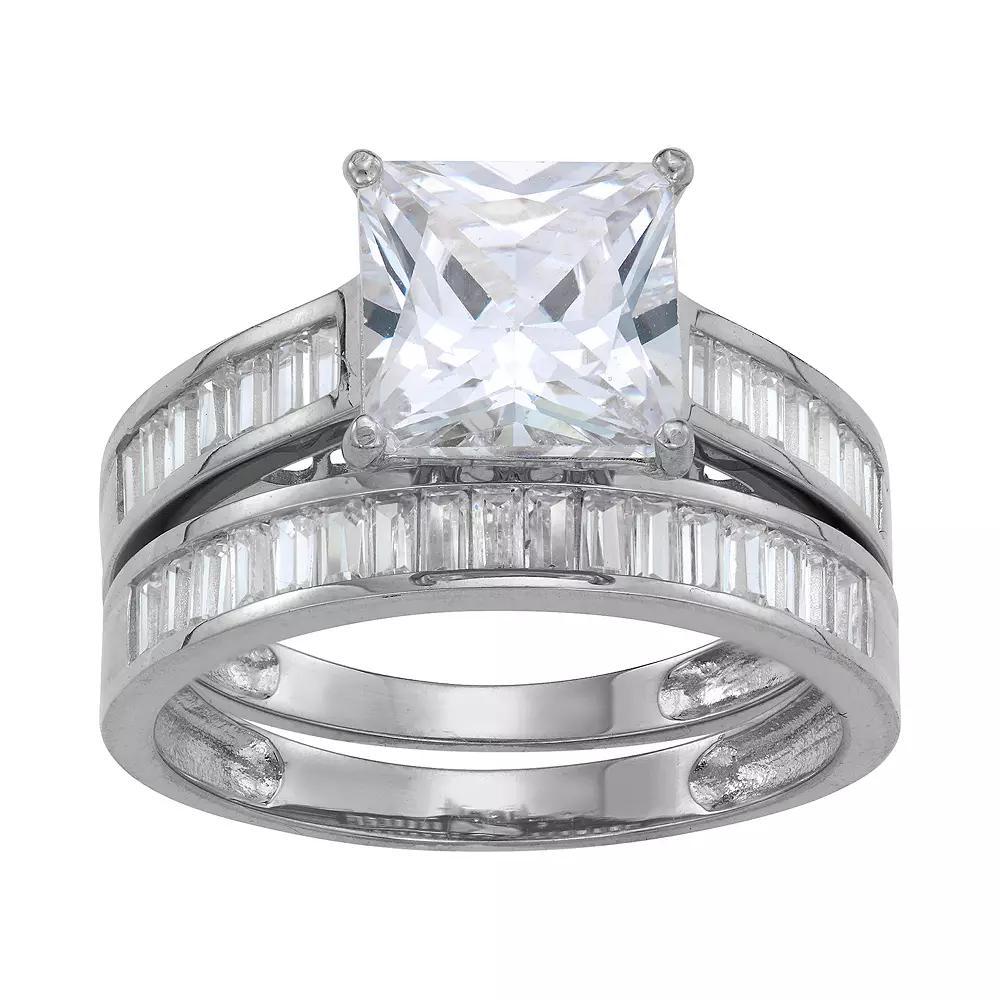 Designs by Gioelli 10k Gold Cubic Zirconia Baguette Bridal Ring Set, Women's, White Product Image