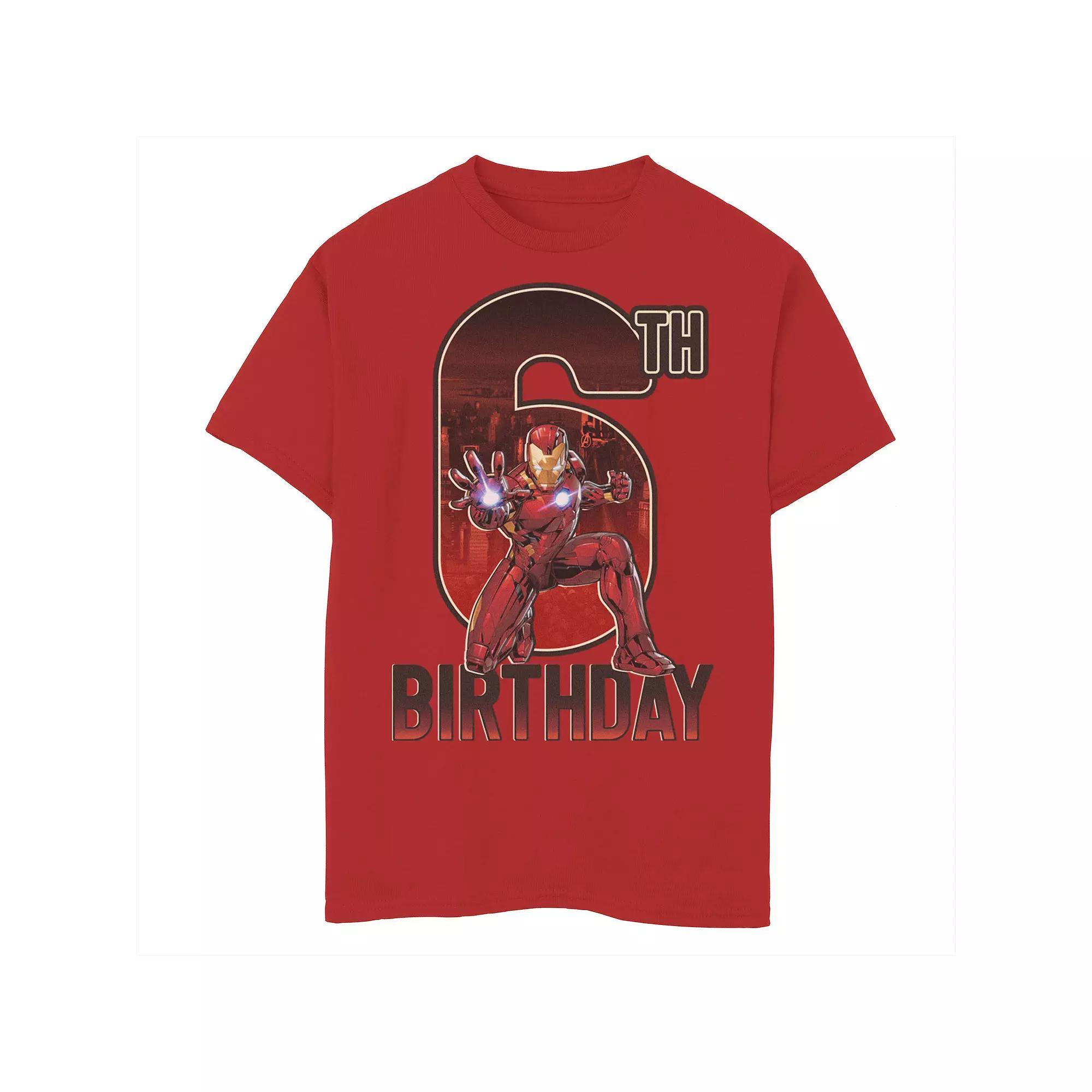 Boys 8-20 Marvel Iron Man 6th Birthday Action Pose Graphic Tee, Boy's, Size: XL, Red Product Image