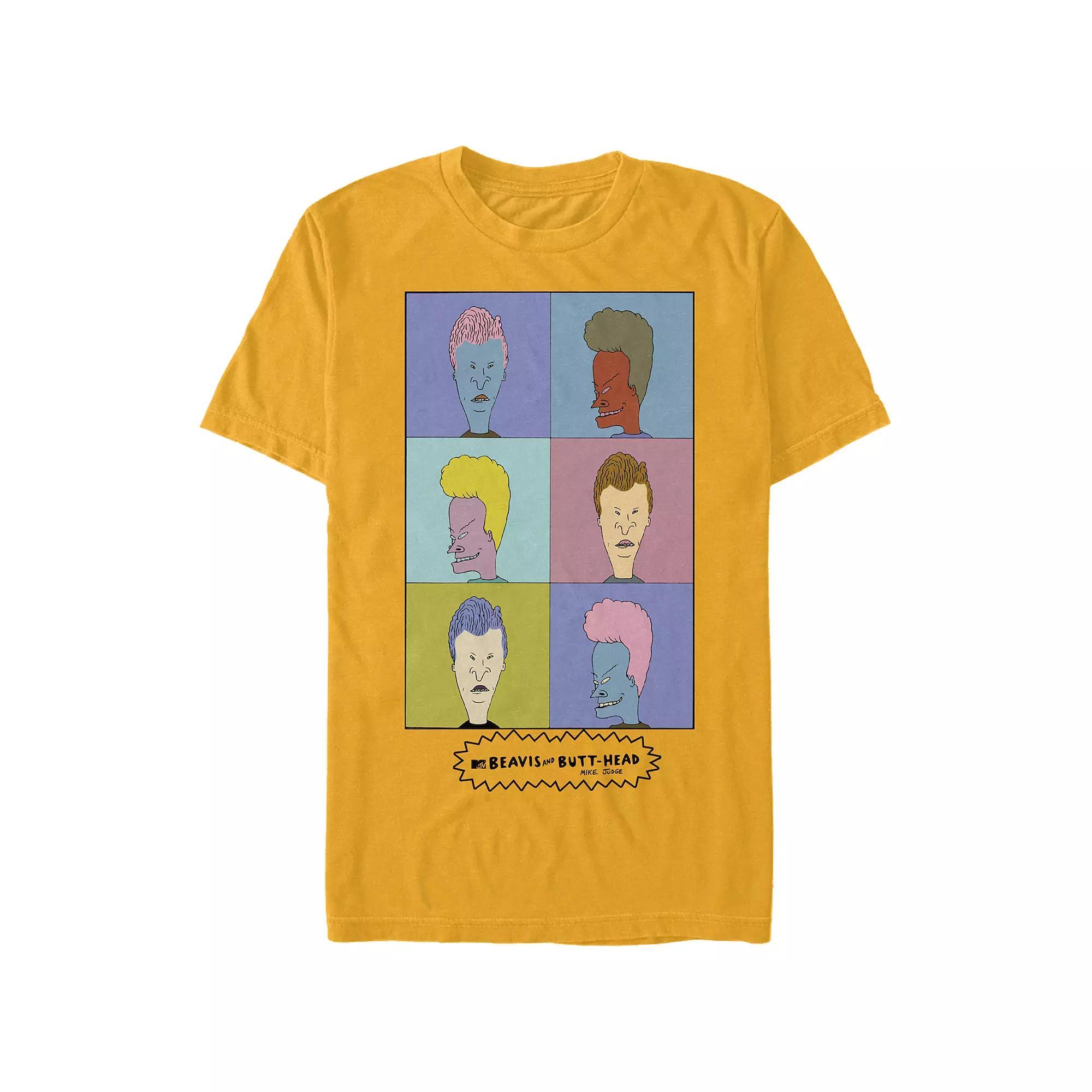 Men's Beavis And Butt-Head Pop Art Portraits Graphic Tee, Size: Medium, Gold Product Image
