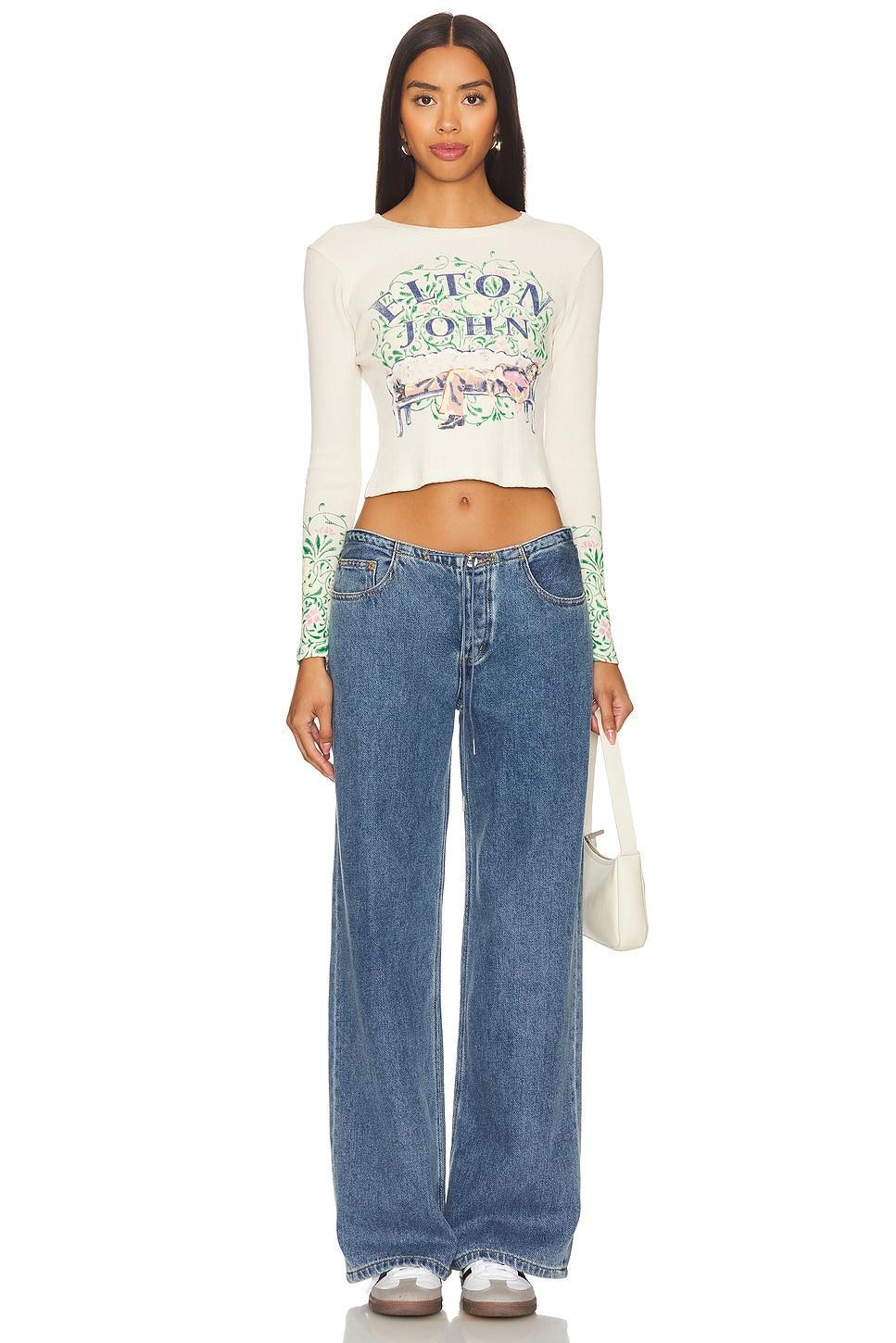 Elton John Floral Pointelle Long Sleeve Tee Shirt DAYDREAMER Product Image